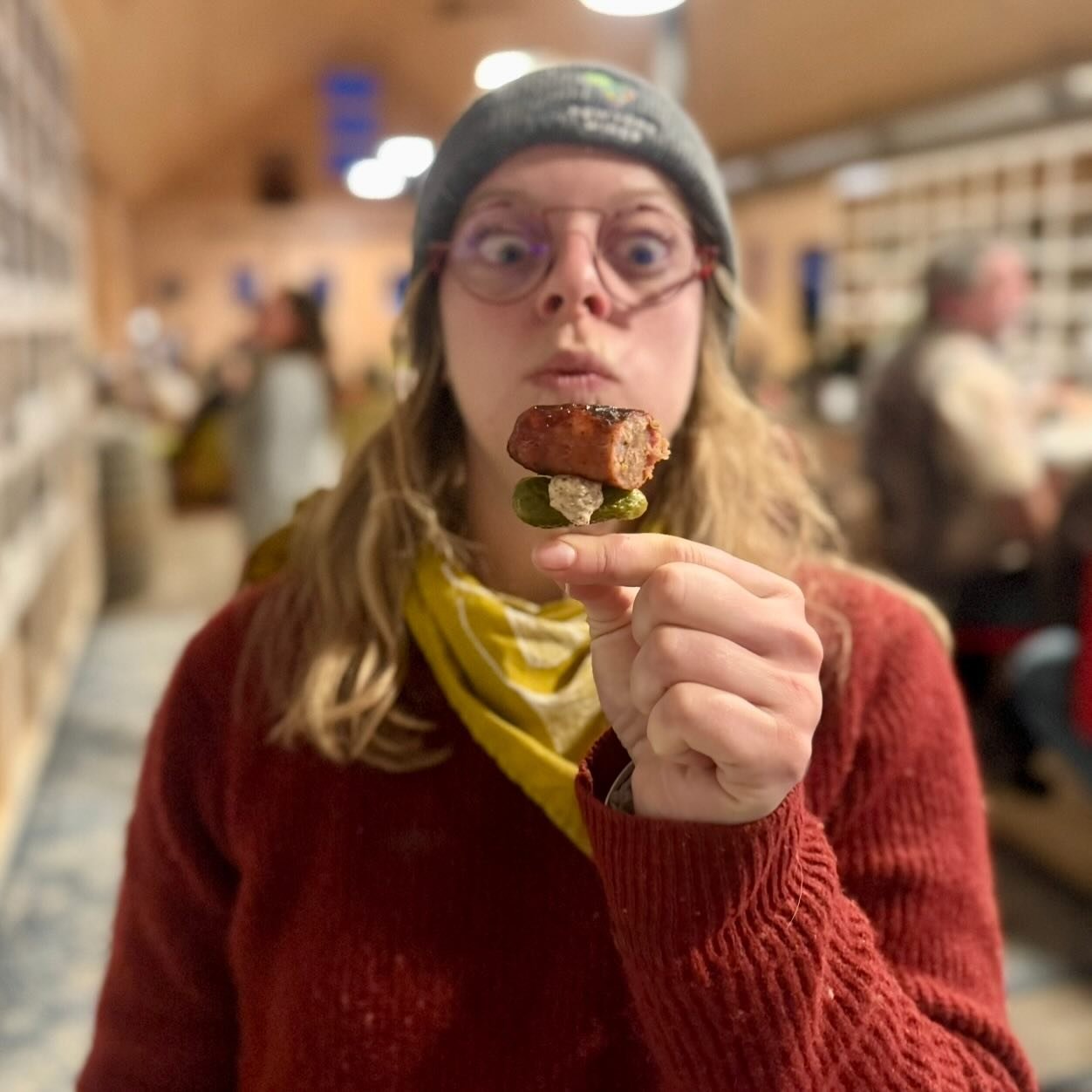 Who&rsquo;s ready for some sausage on a stick + Beaujolais Nouveau?! L&eacute;ana is 😉 Join us tomorrow &amp; Friday for the F&ecirc;te du Beau Beau!🎉