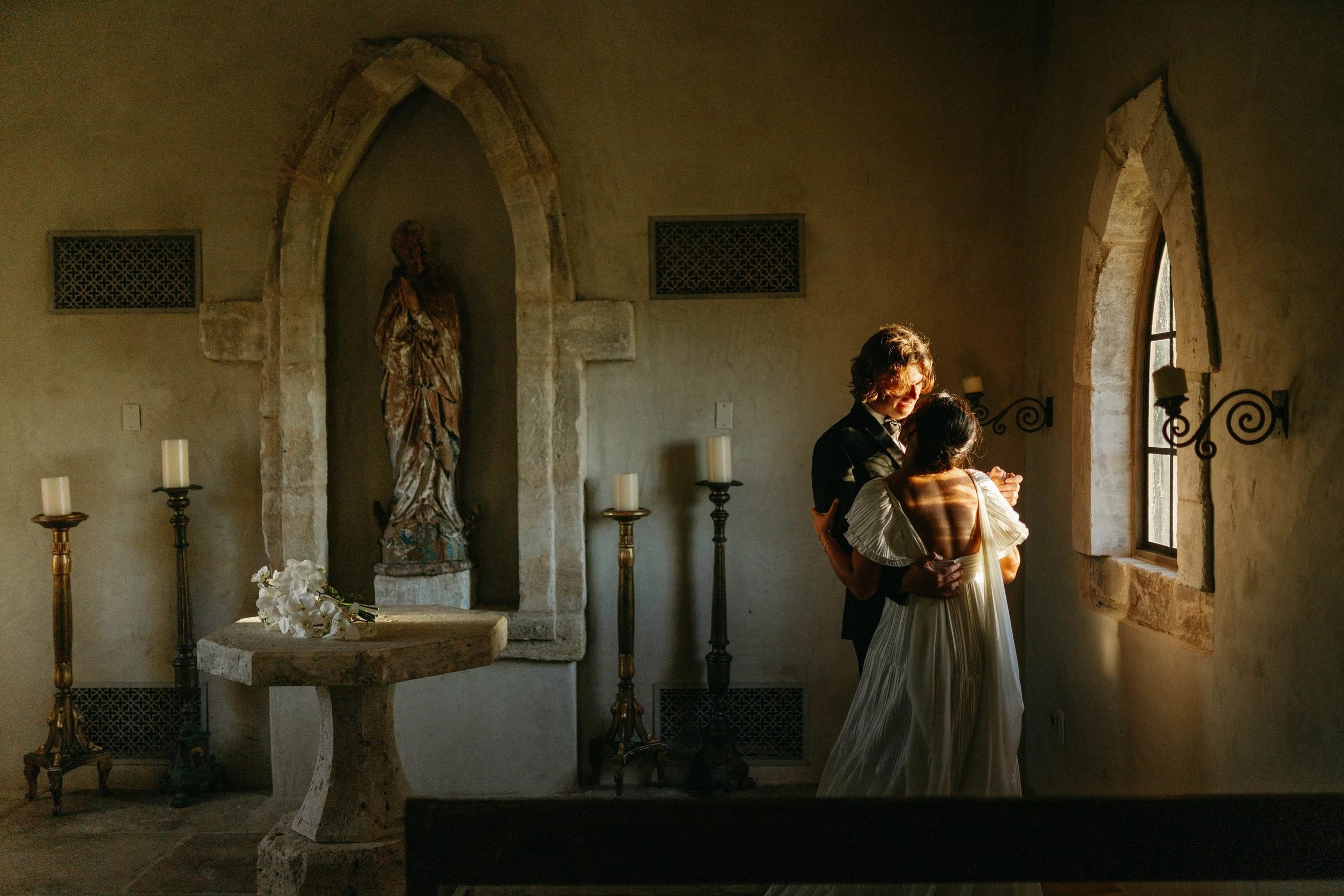 Private dance between bride and groom