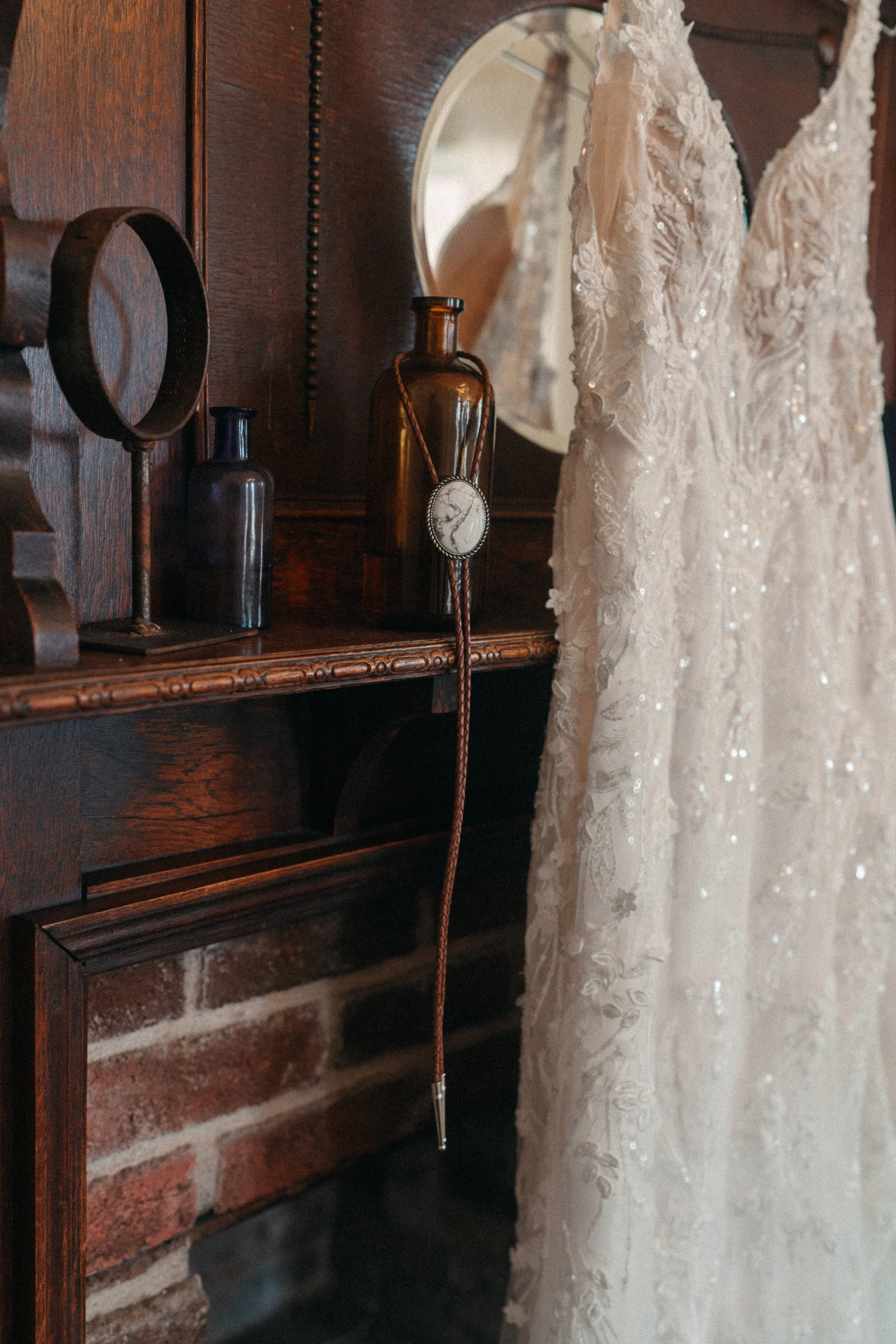 Bridal gown styled in the mansion suite at The Grand Lady