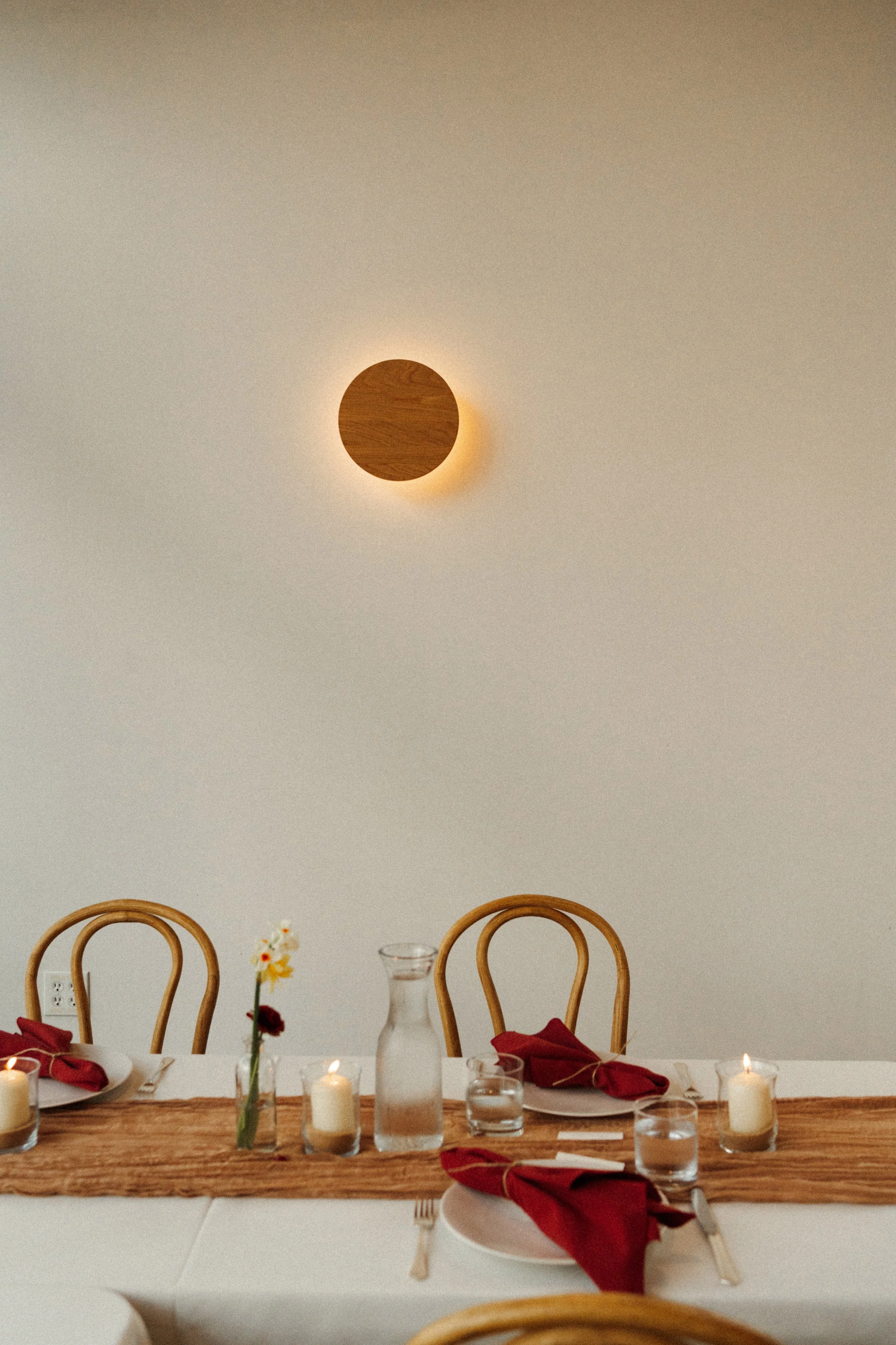 place settings and candles at The Grand Lady wedding reception hall