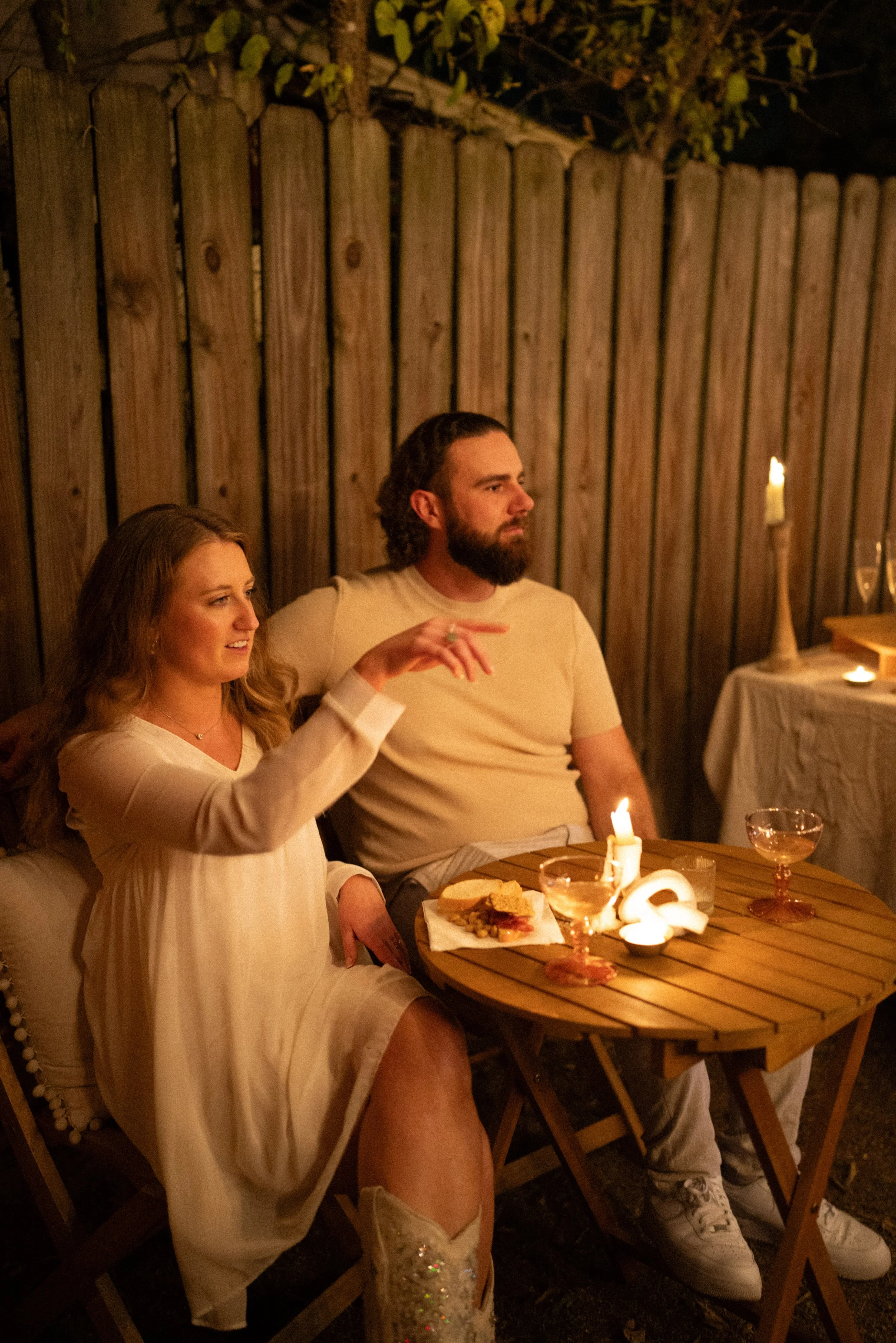 Austin wedding photographer capturing heartfelt speeches at engagement party