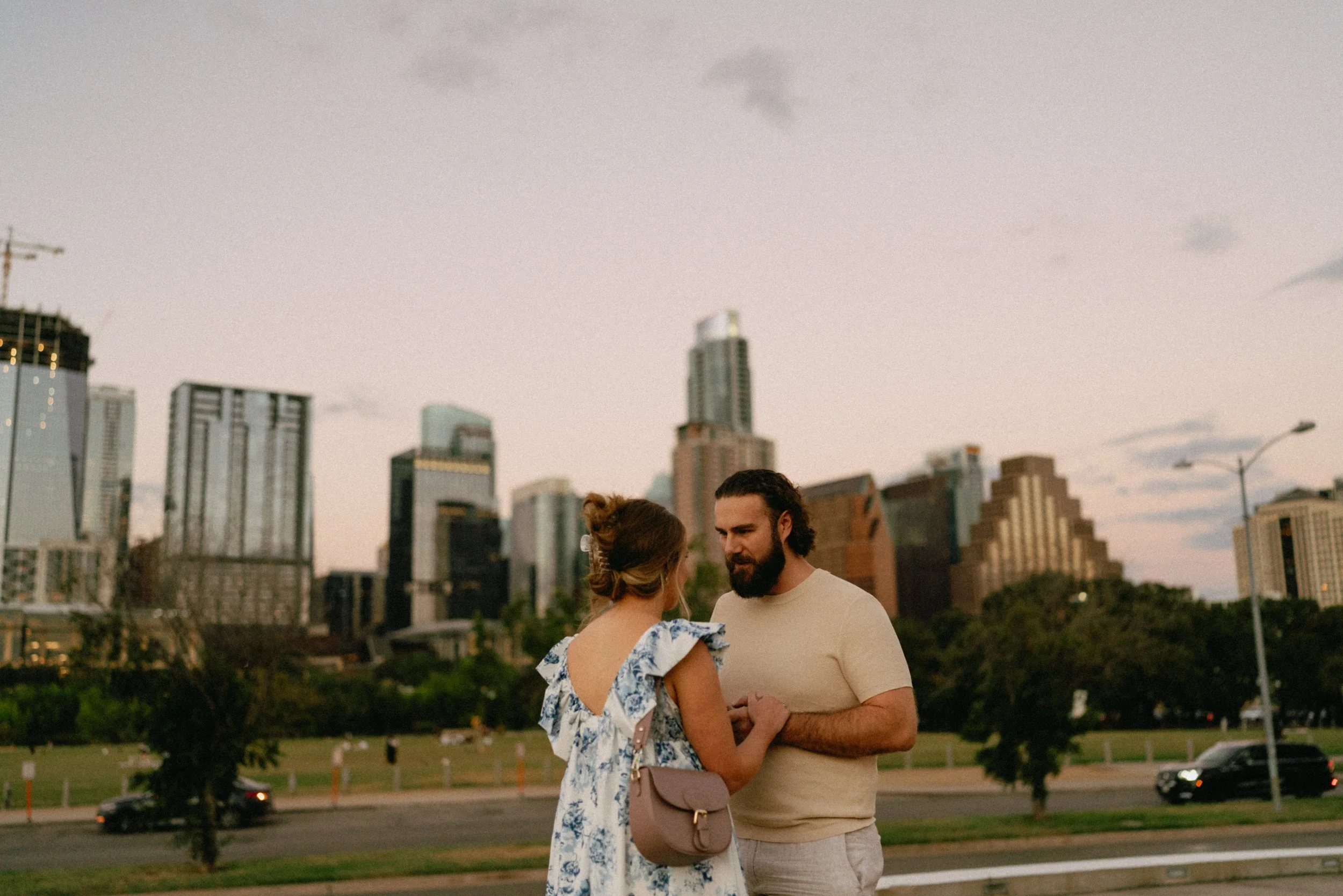 Bride-to-be emotional as fiancé proposes in Austin engagement photography session