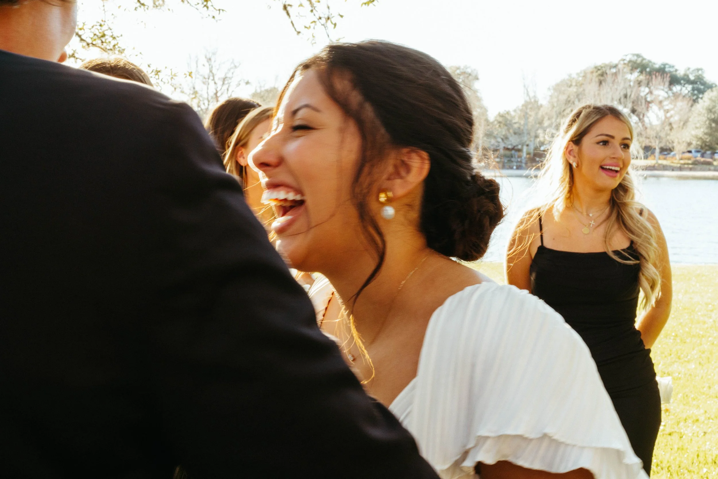 Bridal portrait of candid laughter during Houston Oaks wedding portraits | Austin travel wedding photographer