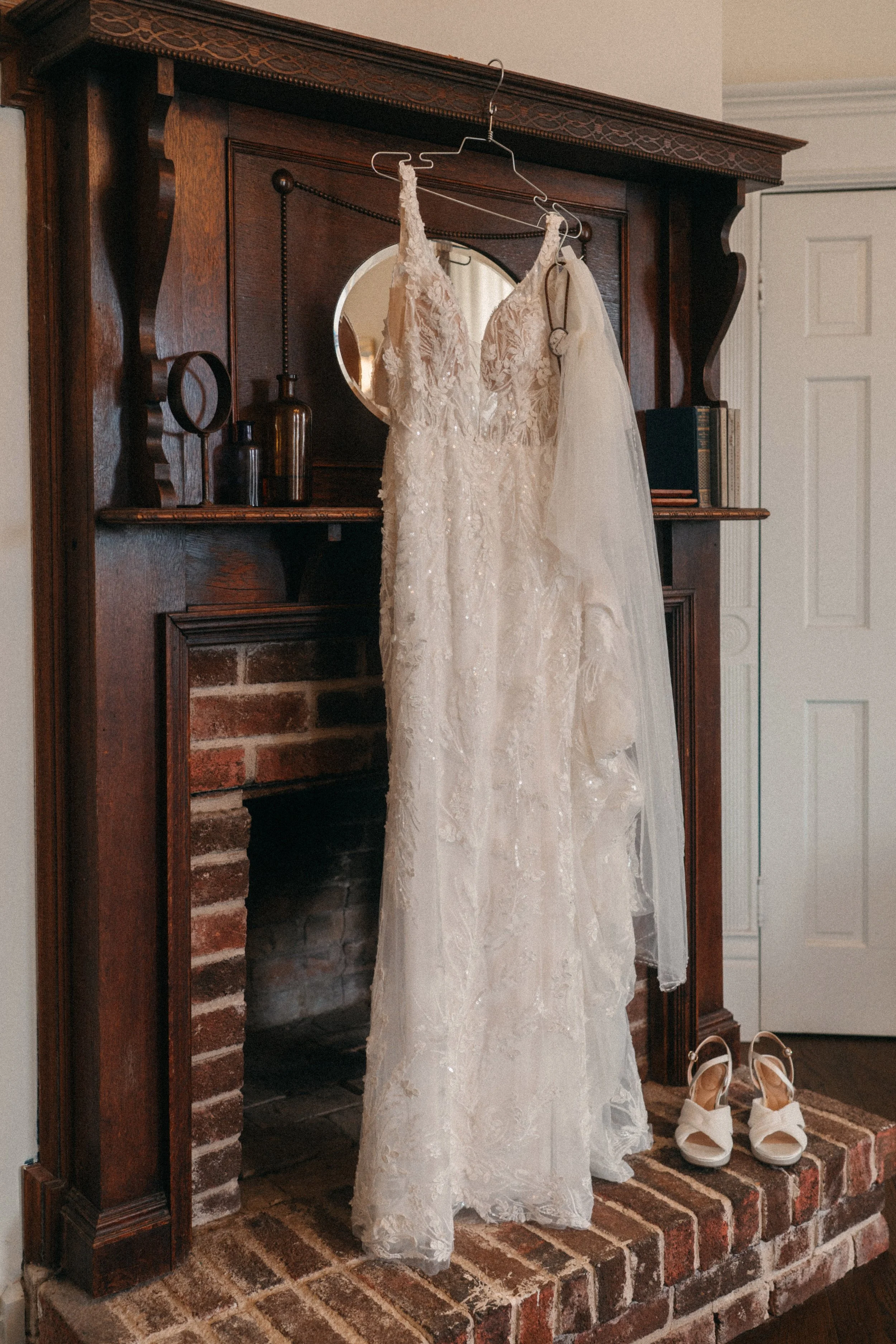 Bridal gown styled in the mansion suite at The Grand Lady
