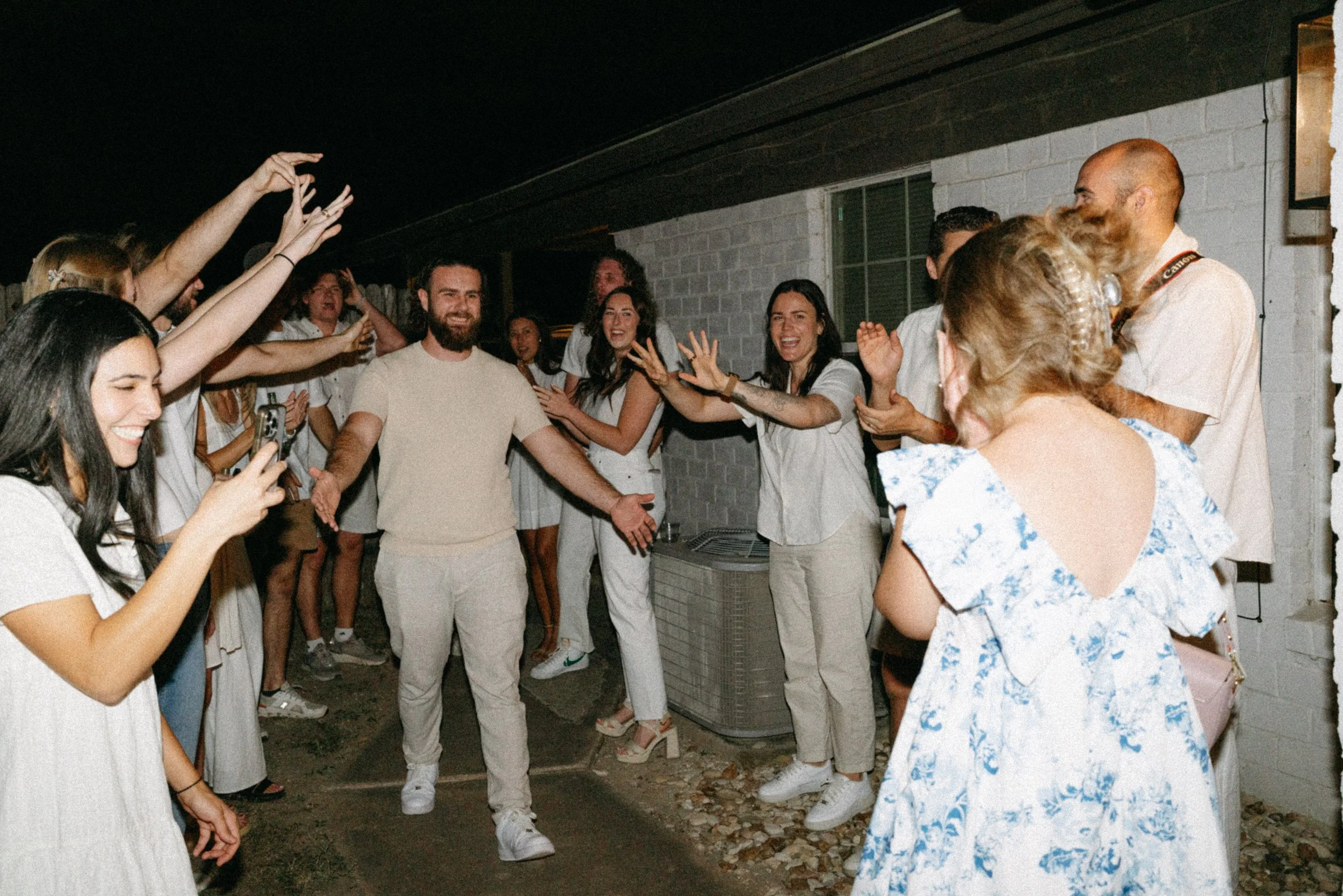 Bride-to-be celebrating with friends and family after proposal in Austin