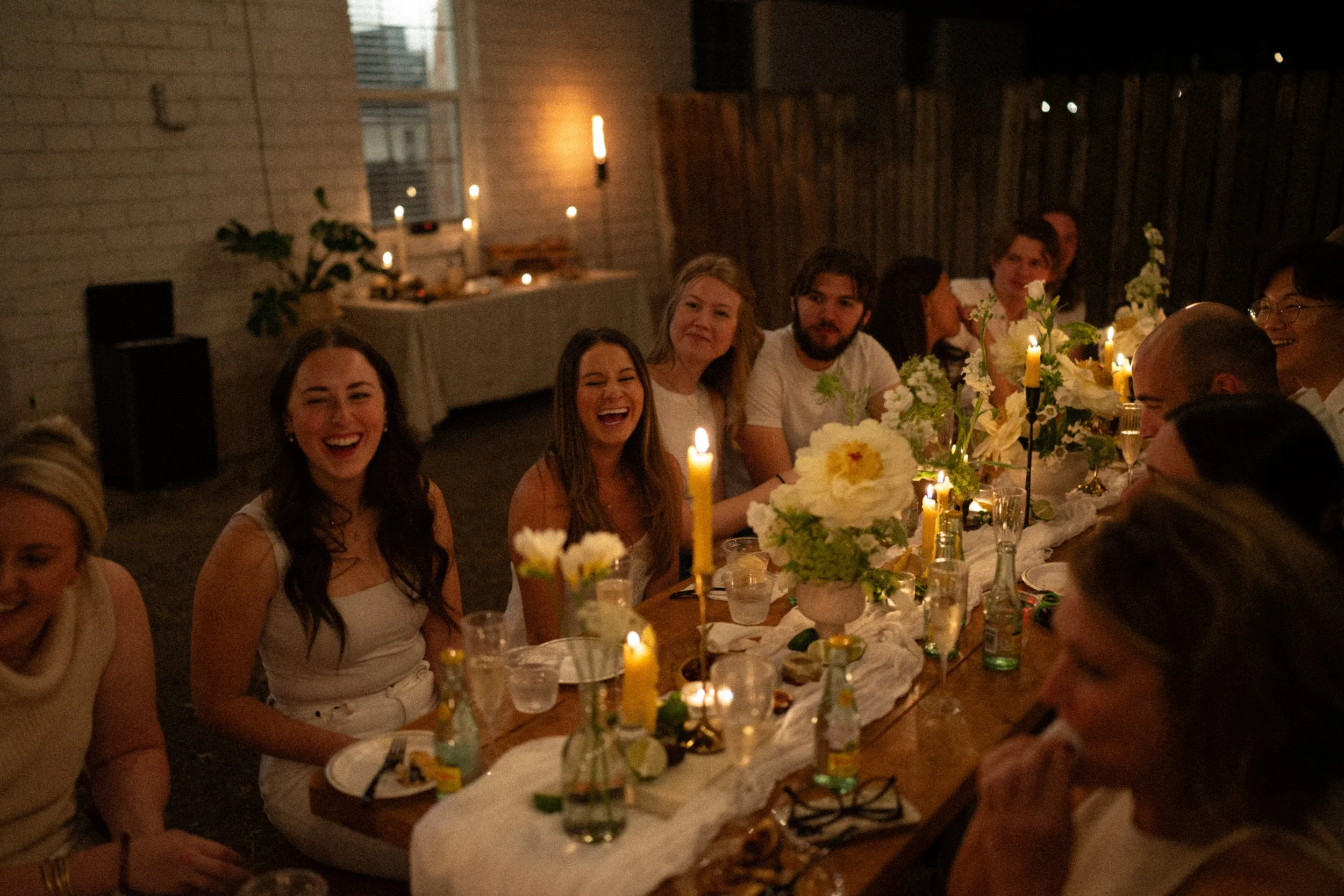 Austin wedding photographer capturing heartfelt speeches at engagement party