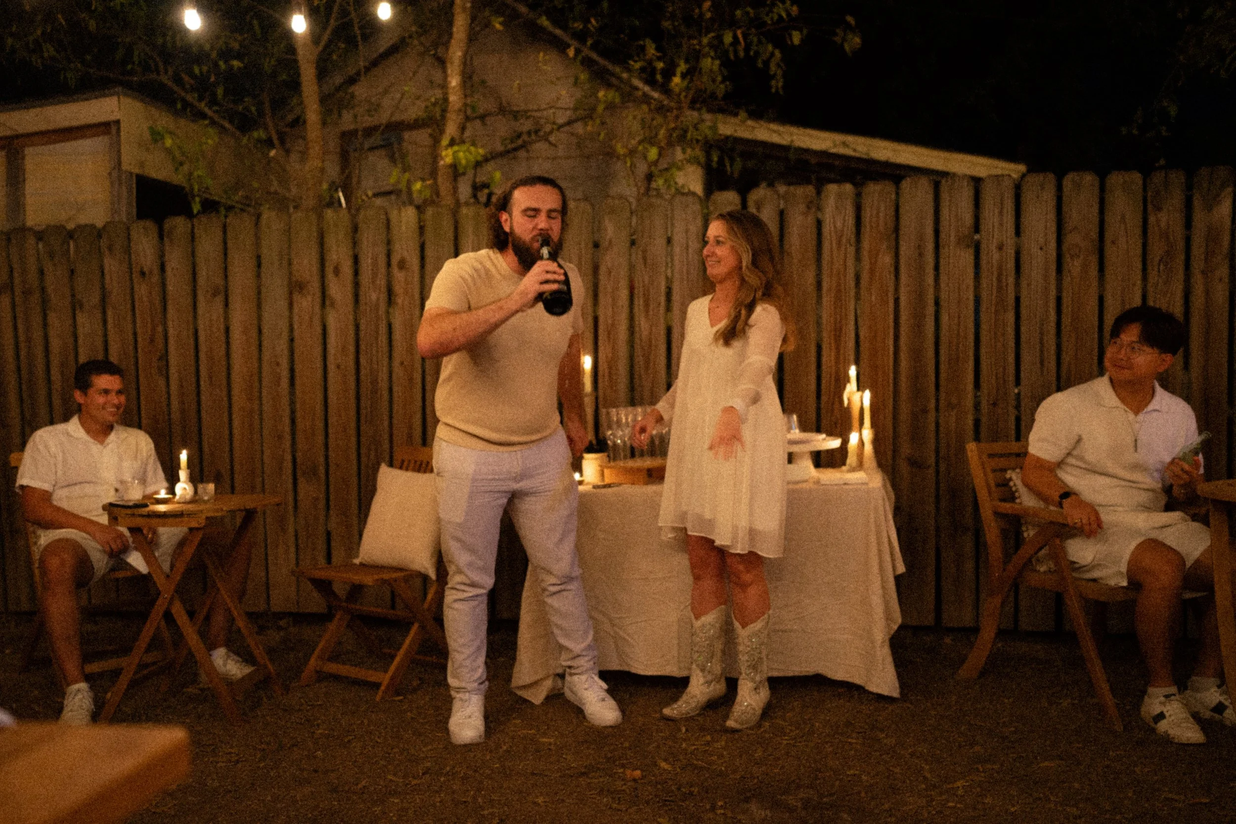 Bride-to-be celebrating with friends and family after proposal in Austin