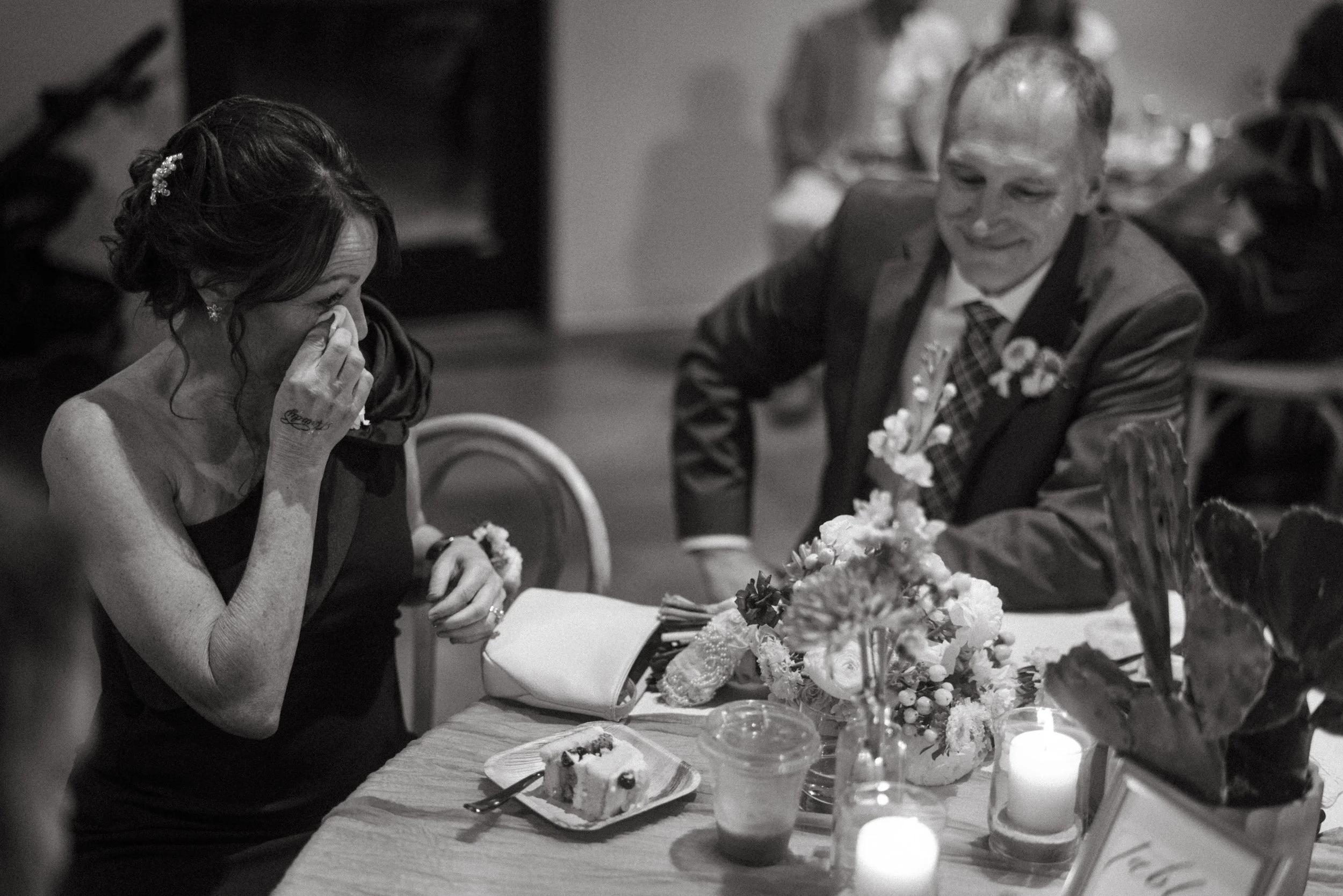 Bride dedicates bouquet to her mother during wedding reception at The Grand Lady Manor TX