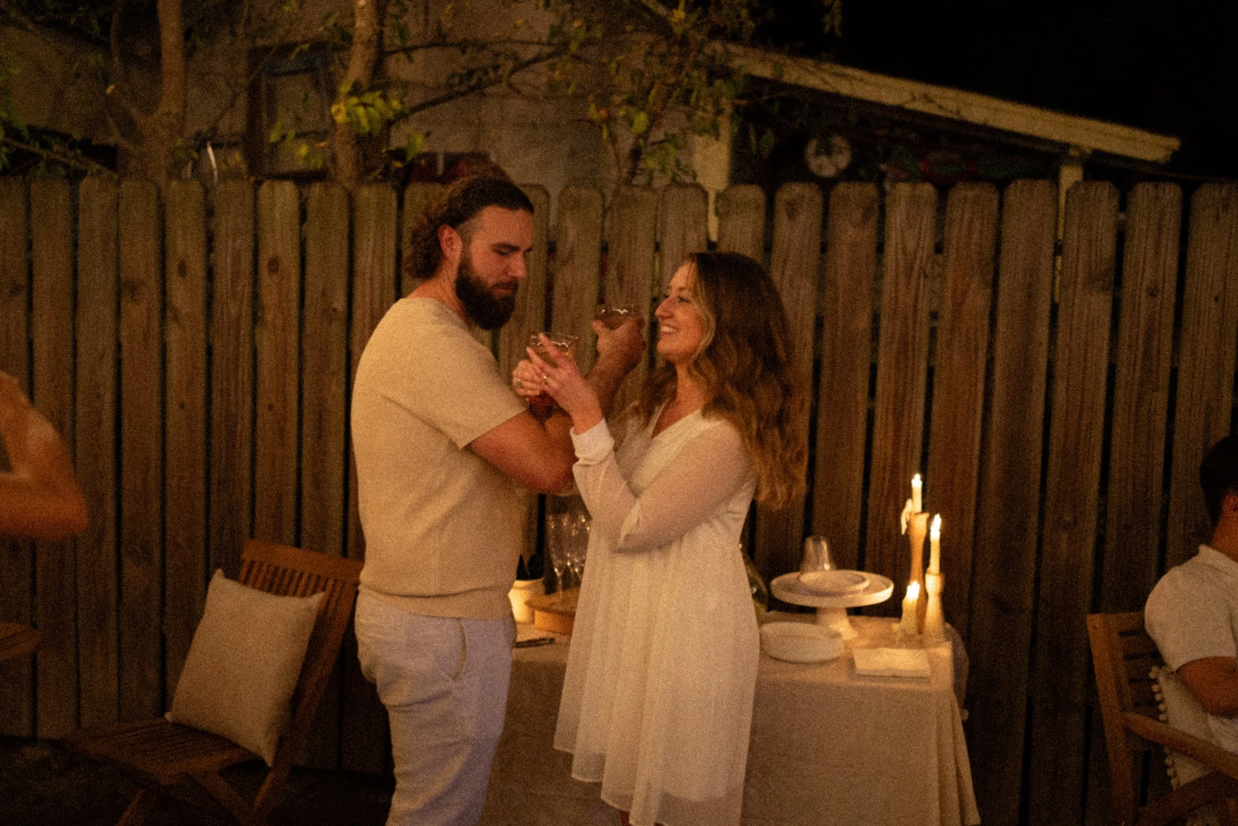 Bride-to-be celebrating with friends and family after proposal in Austin