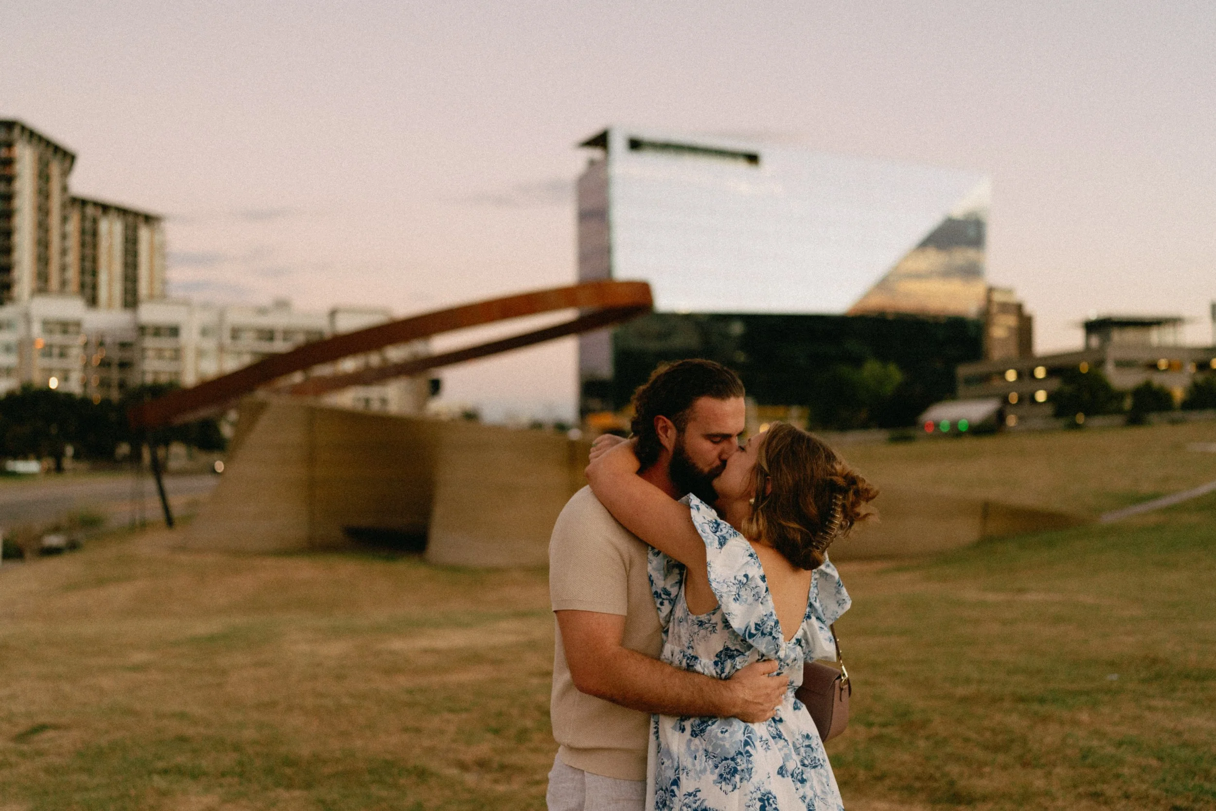 Bride-to-be emotional as fiancé proposes in Austin engagement photography session