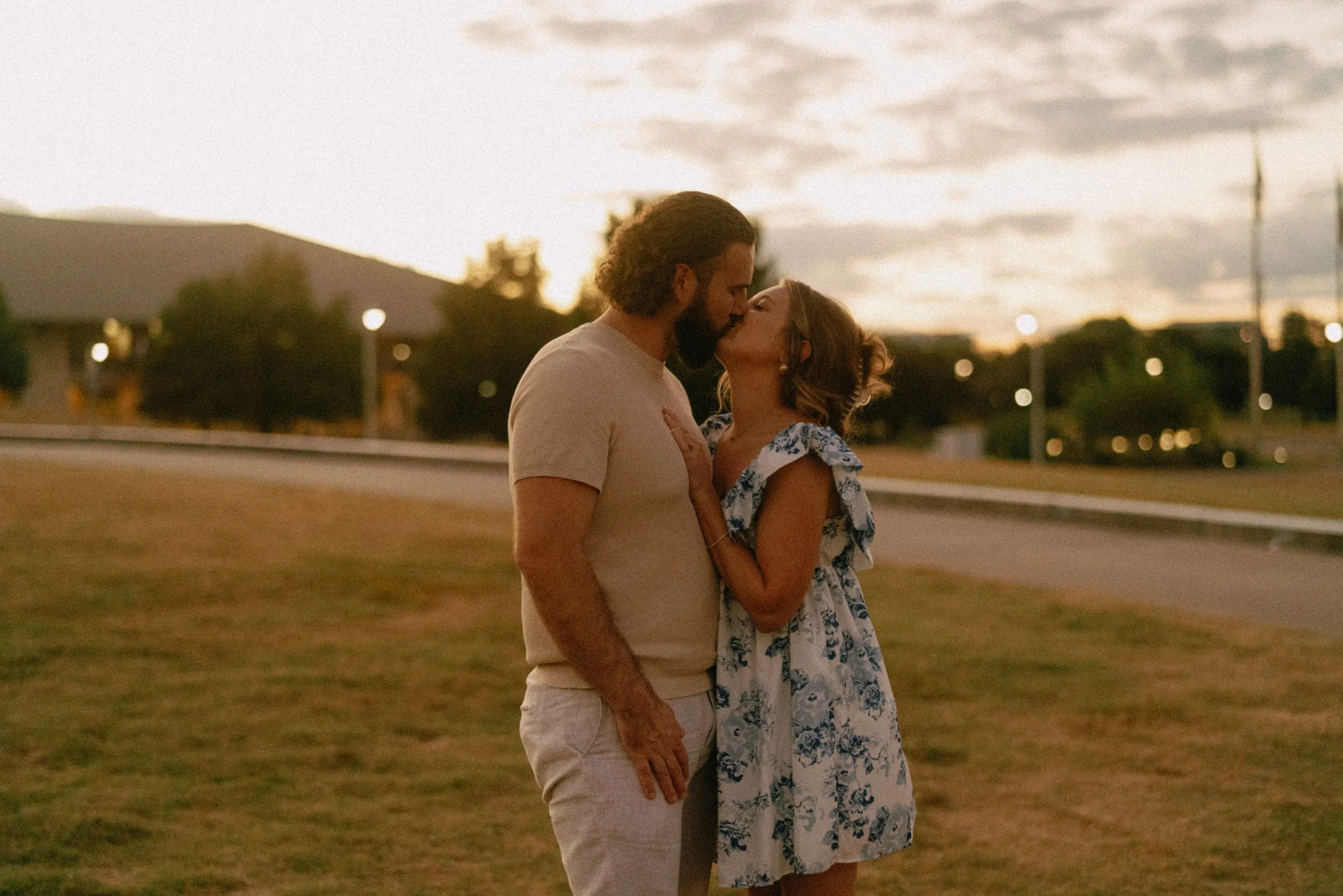 Authentic Austin engagement photography capturing candid reaction during proposal