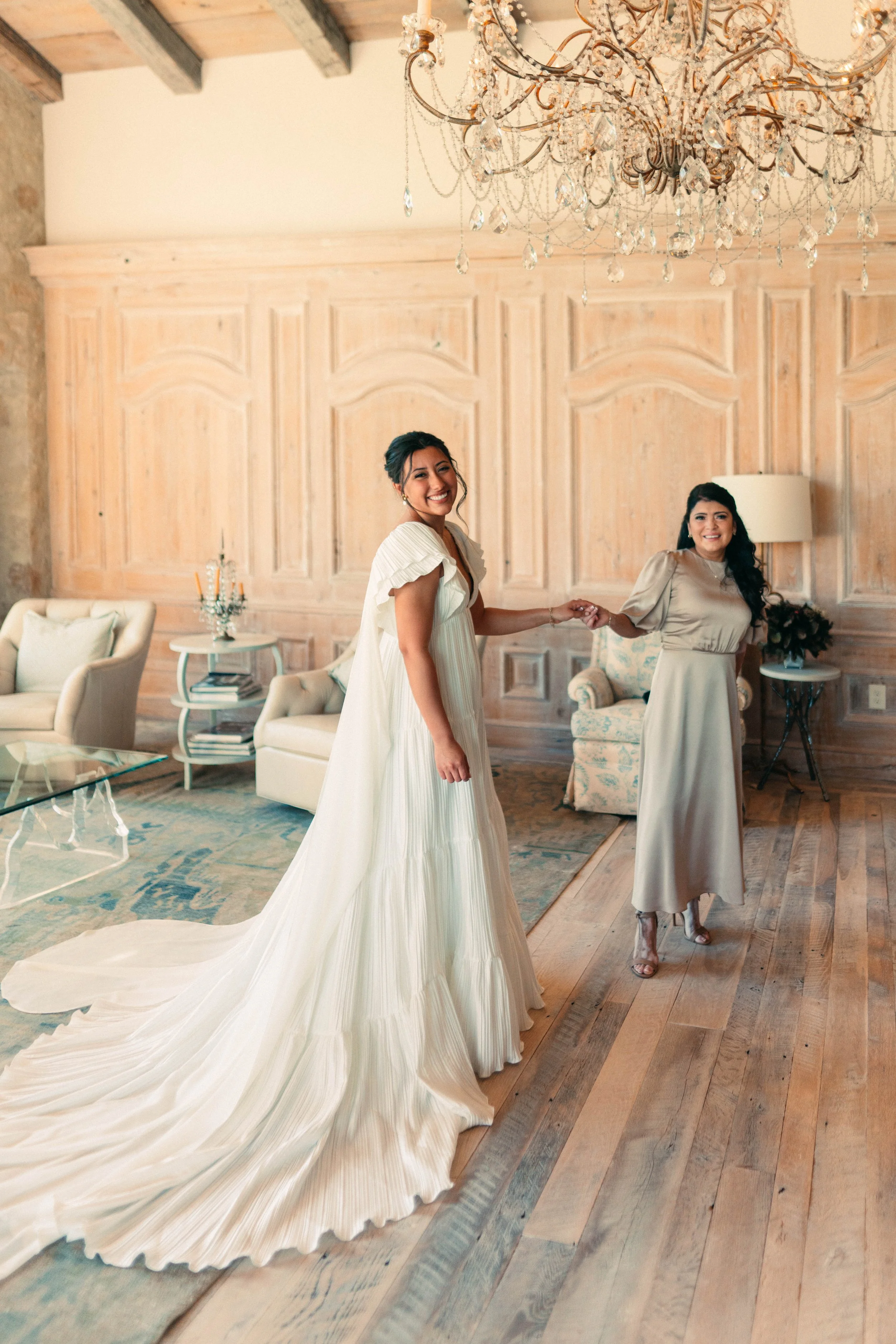 bride and her mother during first look | authentic candid wedding photography in Houston.