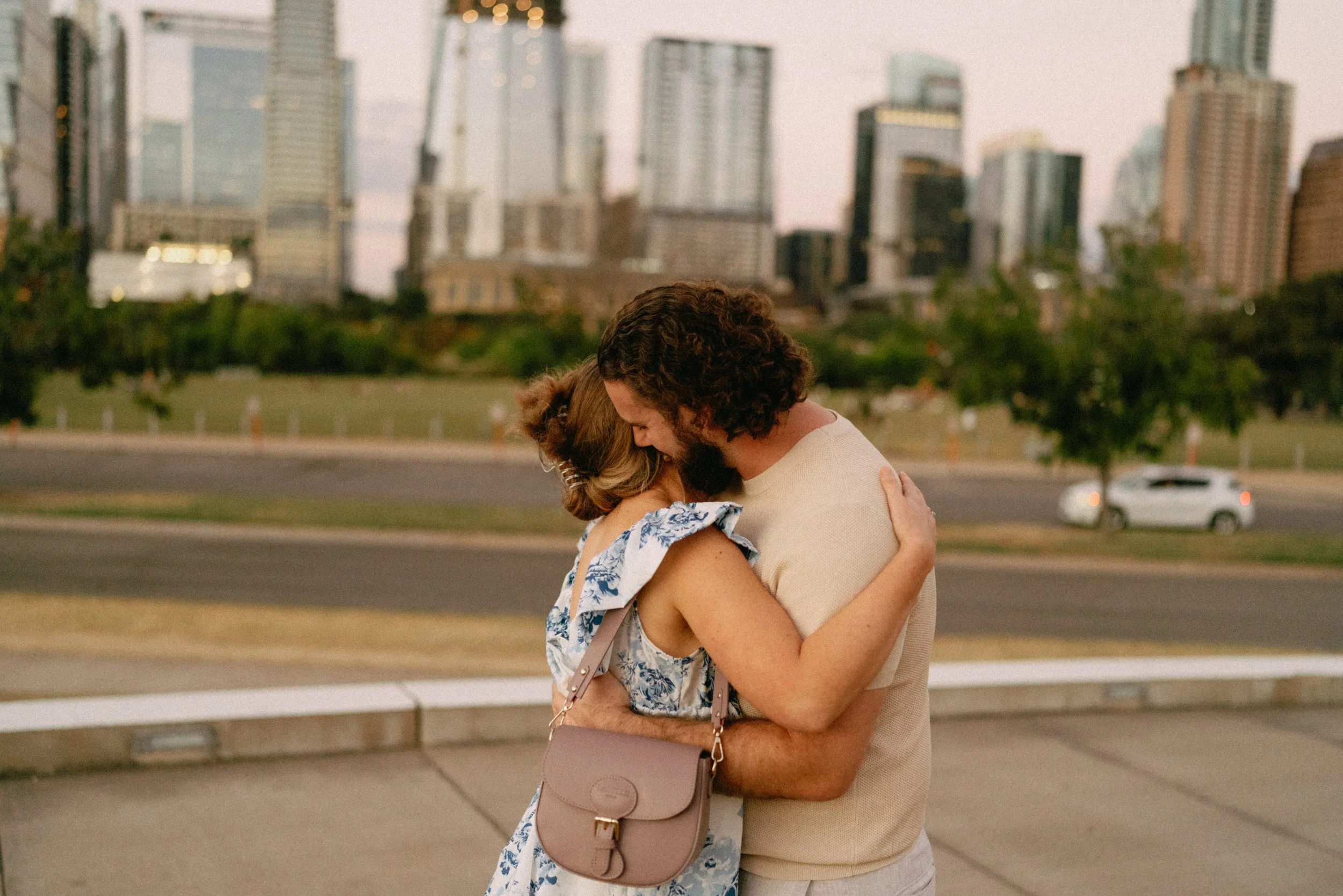 Bride-to-be emotional as fiancé proposes in Austin engagement photography session