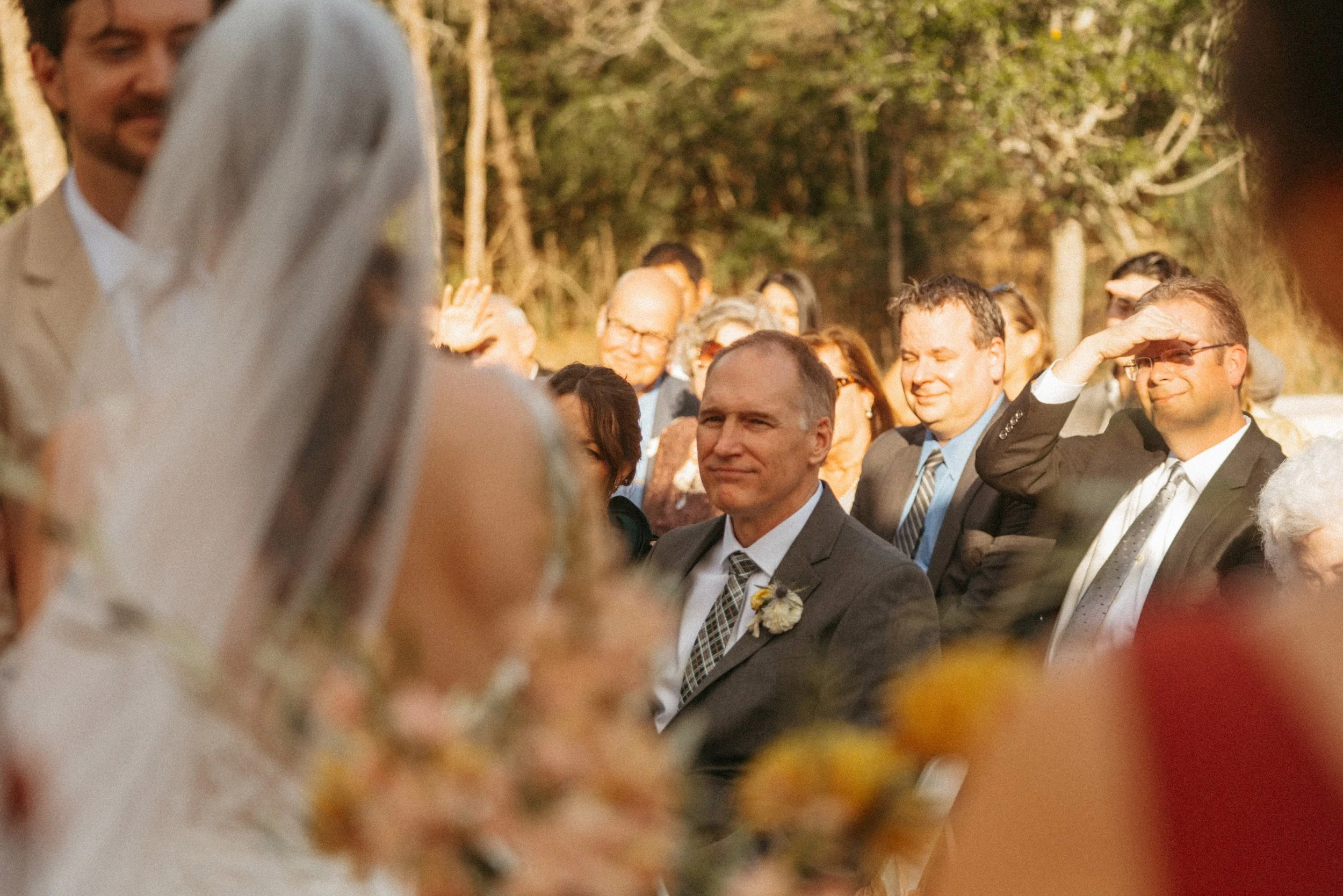 Guests watching a romantic garden ceremony at The Grand Lady wedding venue near Austin