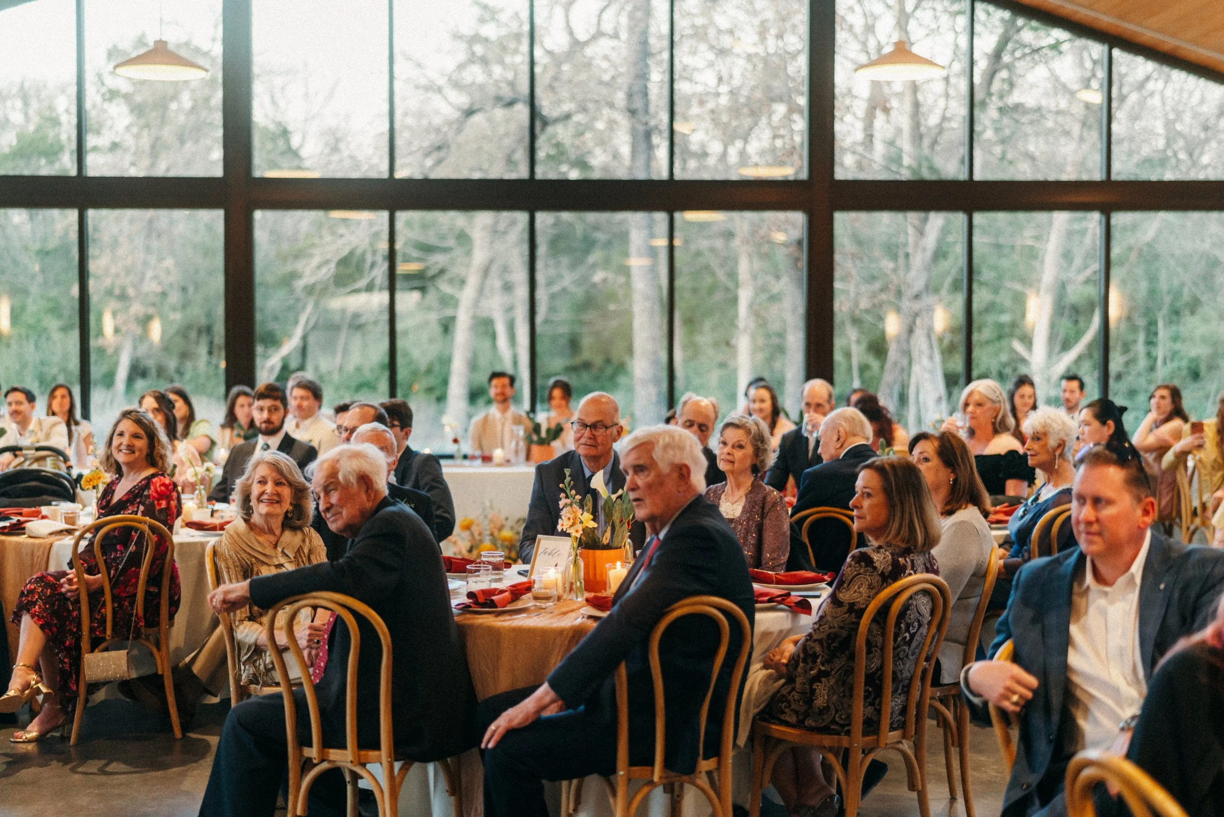 Toasts and speeches during wedding reception at The Grand Lady Manor TX