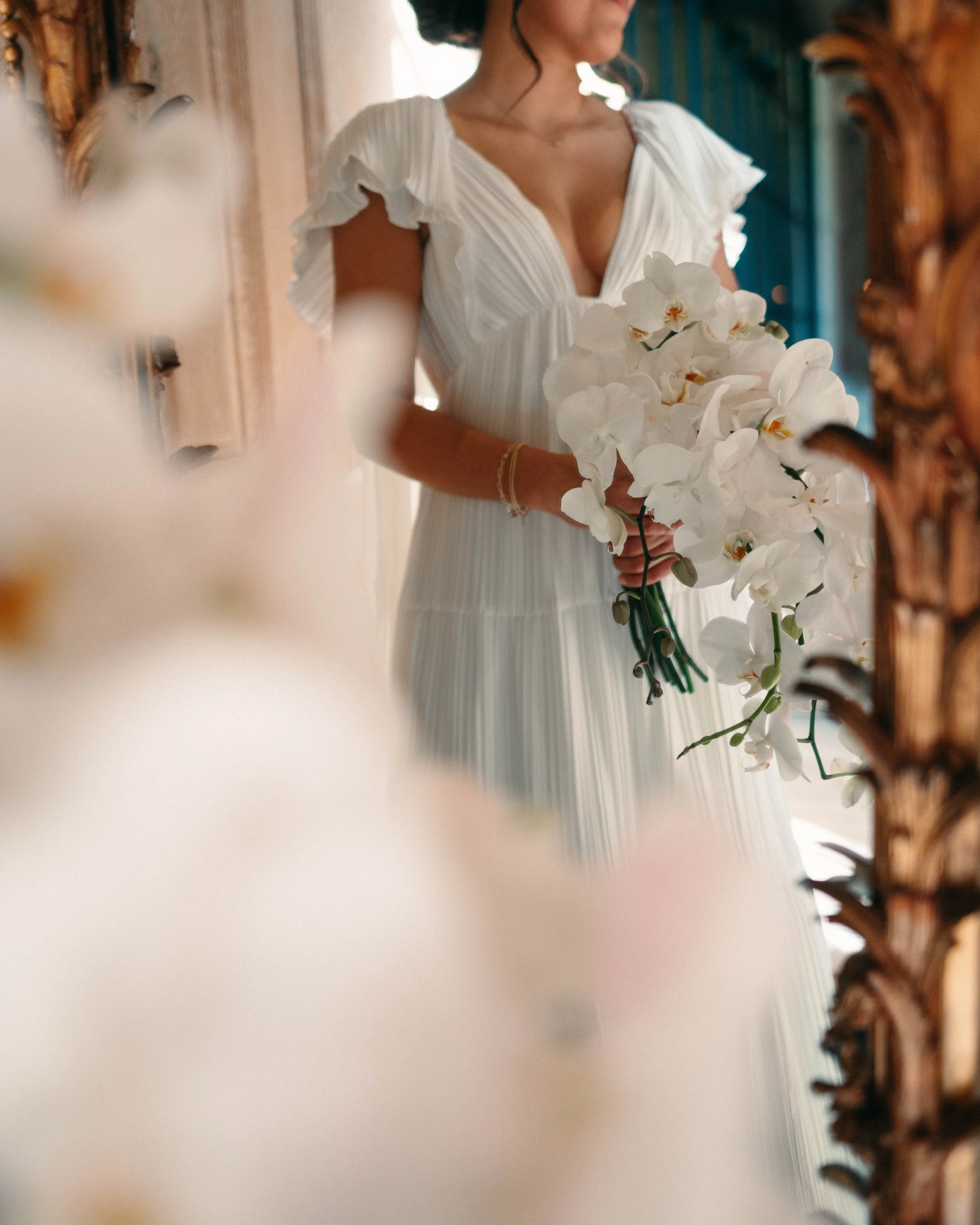Bride getting ready before her Houston Oaks Country Club ceremony | Austin travel wedding photographer.