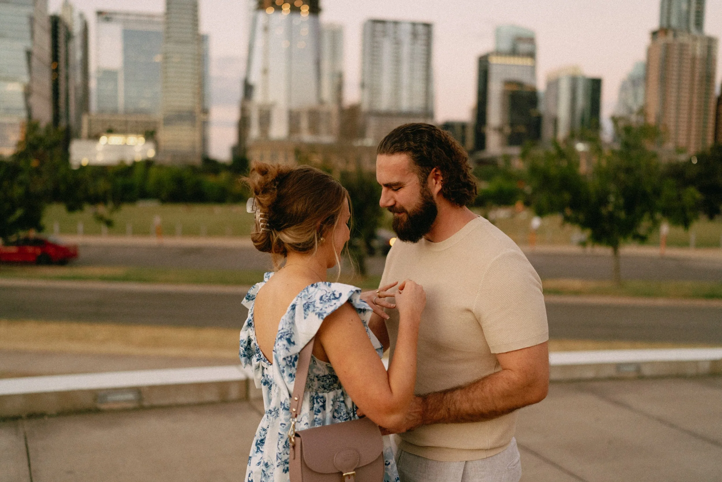 Bride-to-be emotional as fiancé proposes in Austin engagement photography session