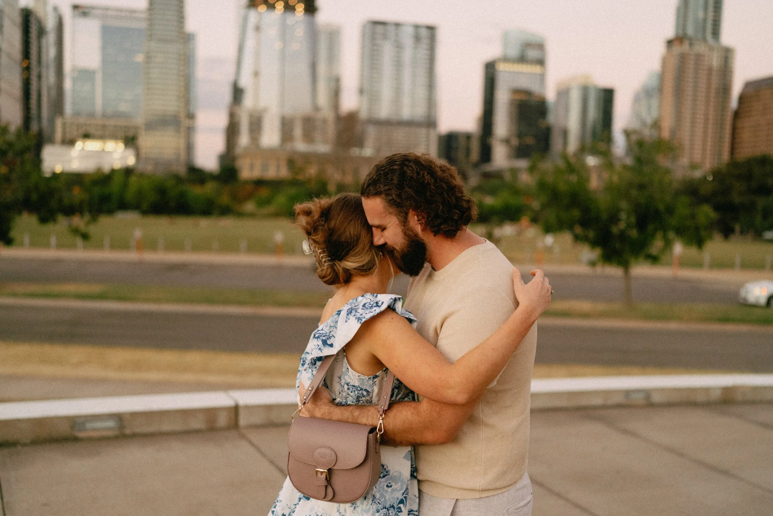 Bride-to-be emotional as fiancé proposes in Austin engagement photography session