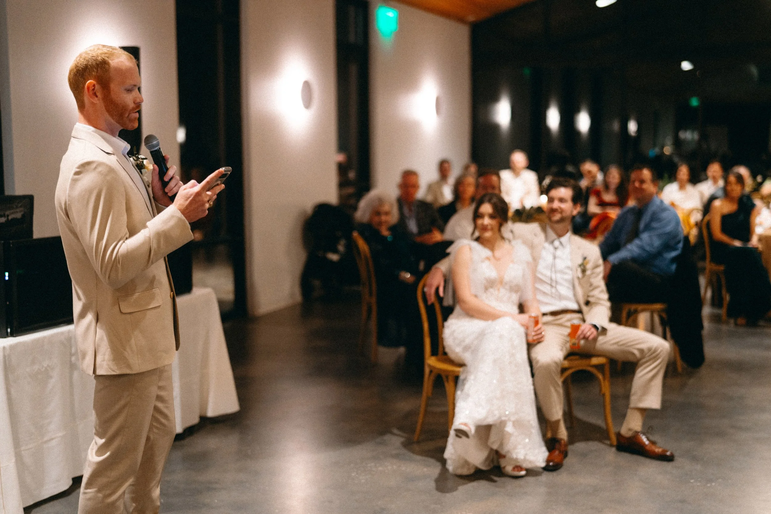 best man Toasts and speeches during wedding reception at The Grand Lady Manor TX