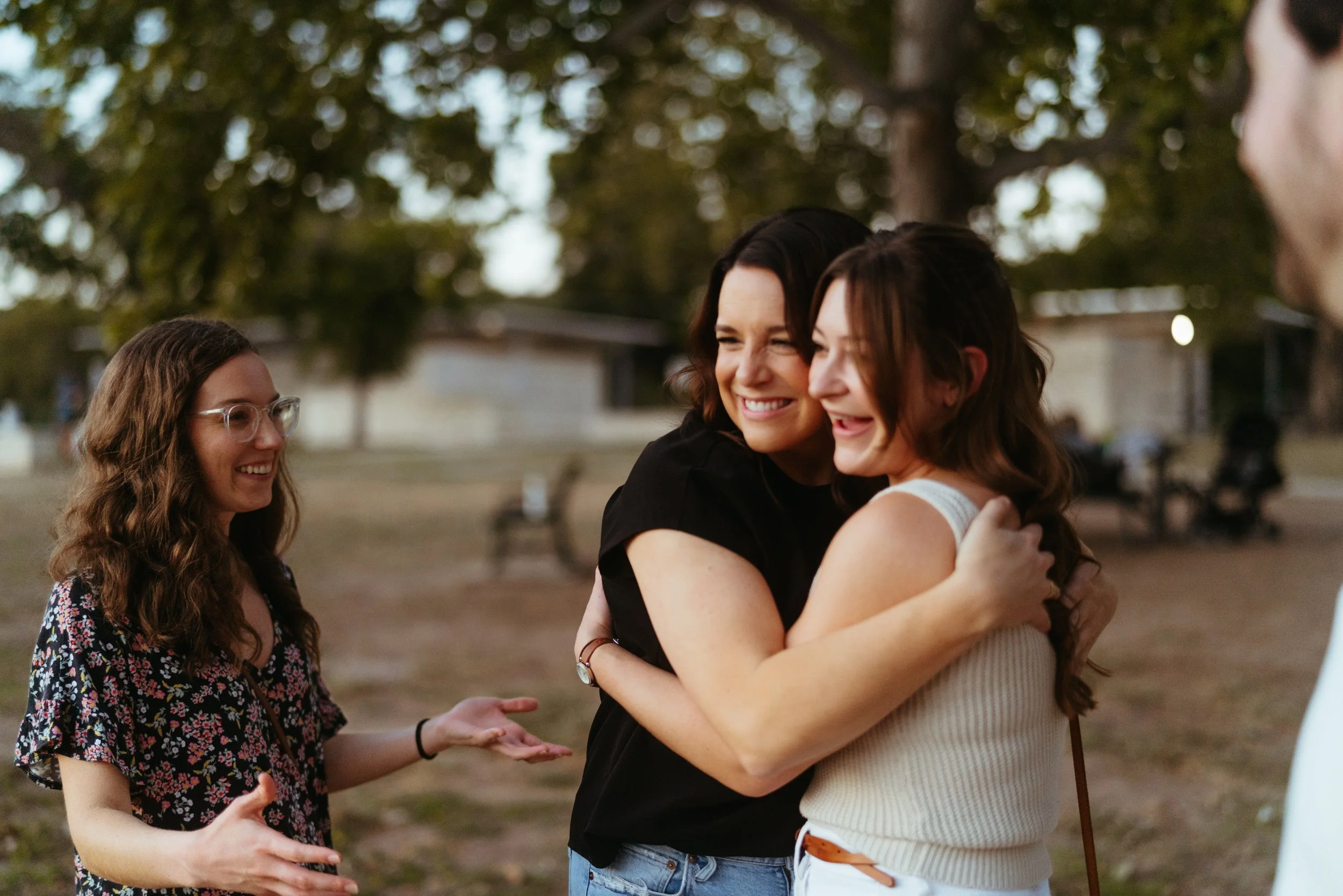 Bride-to-be celebrating with friends after proposal in Austin Texas