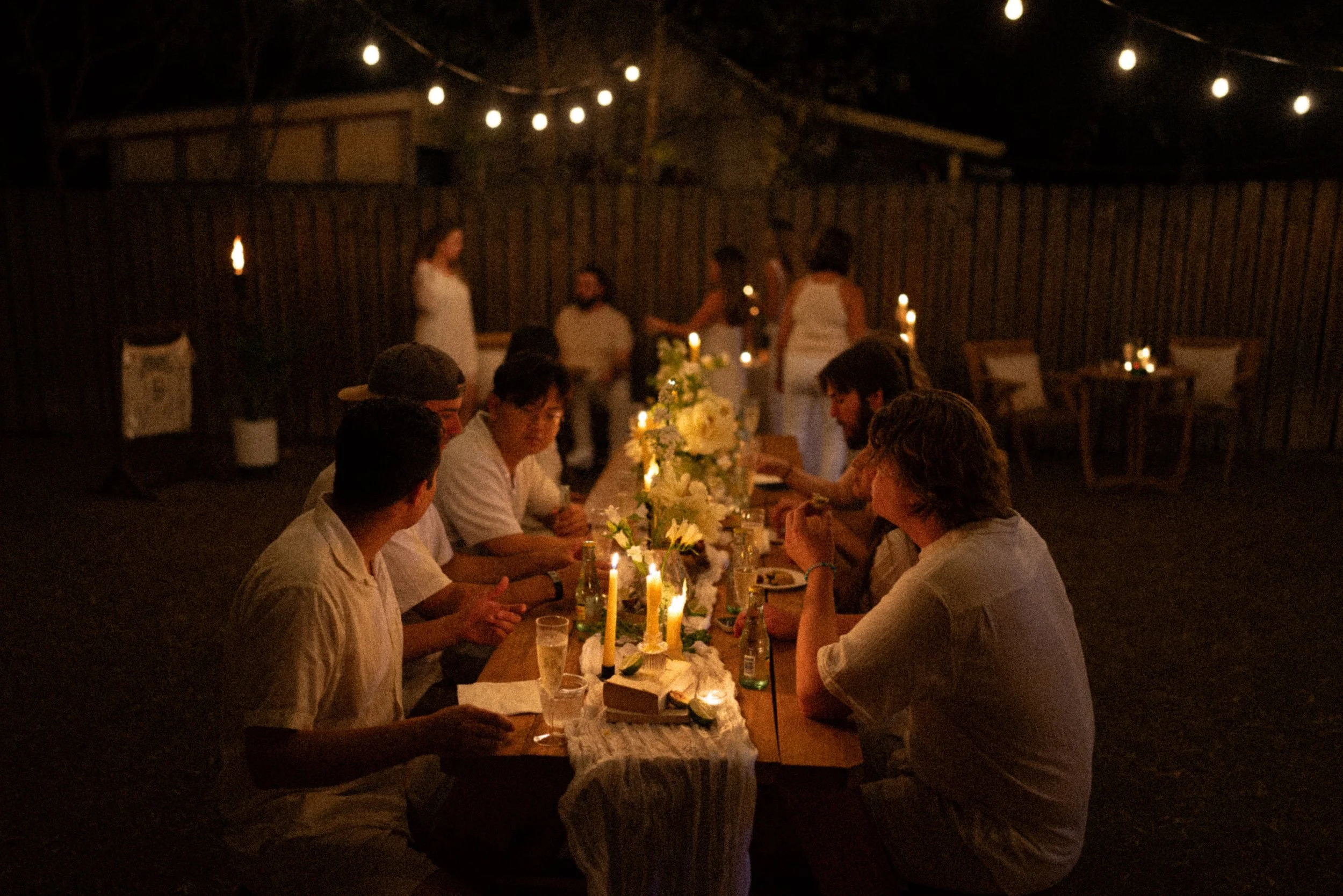 Austin wedding photographer capturing heartfelt speeches at engagement party