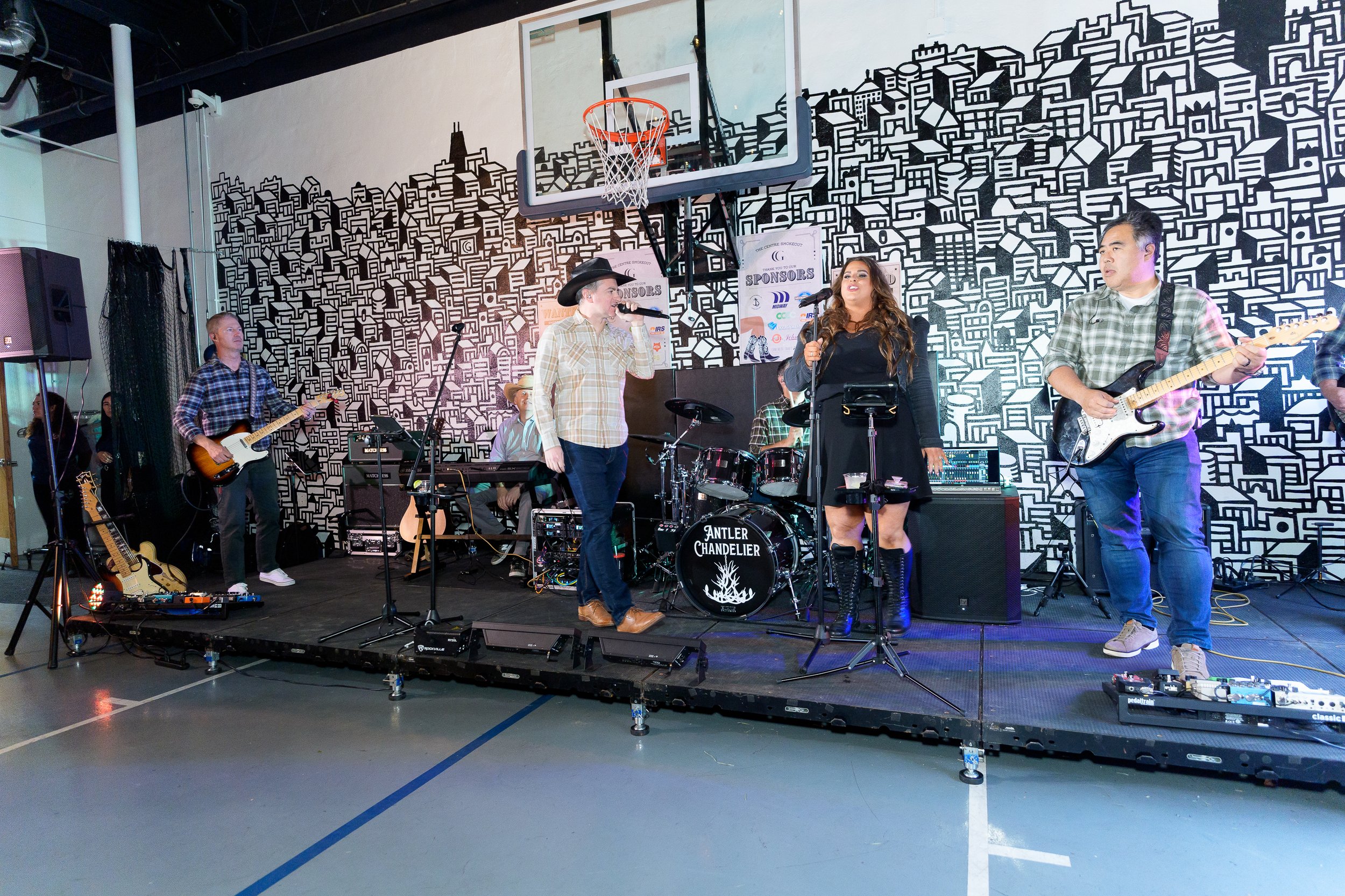 band set up at Centre Court Productions event space in West Loop Chicago