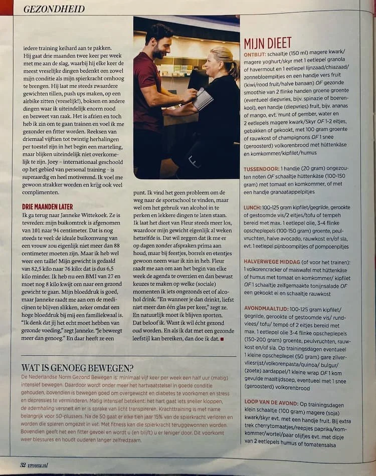Tijdschriftartikel over gezondheid, voeding en personal training