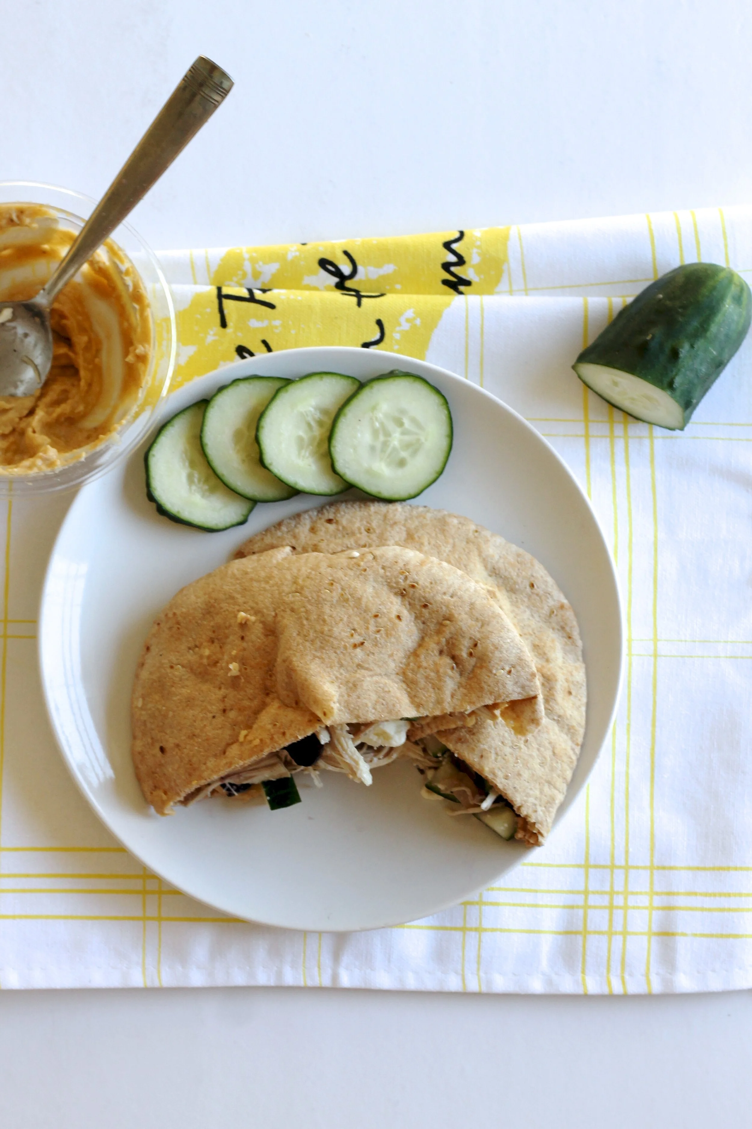 Chicken in a pita with tzatziki sauce