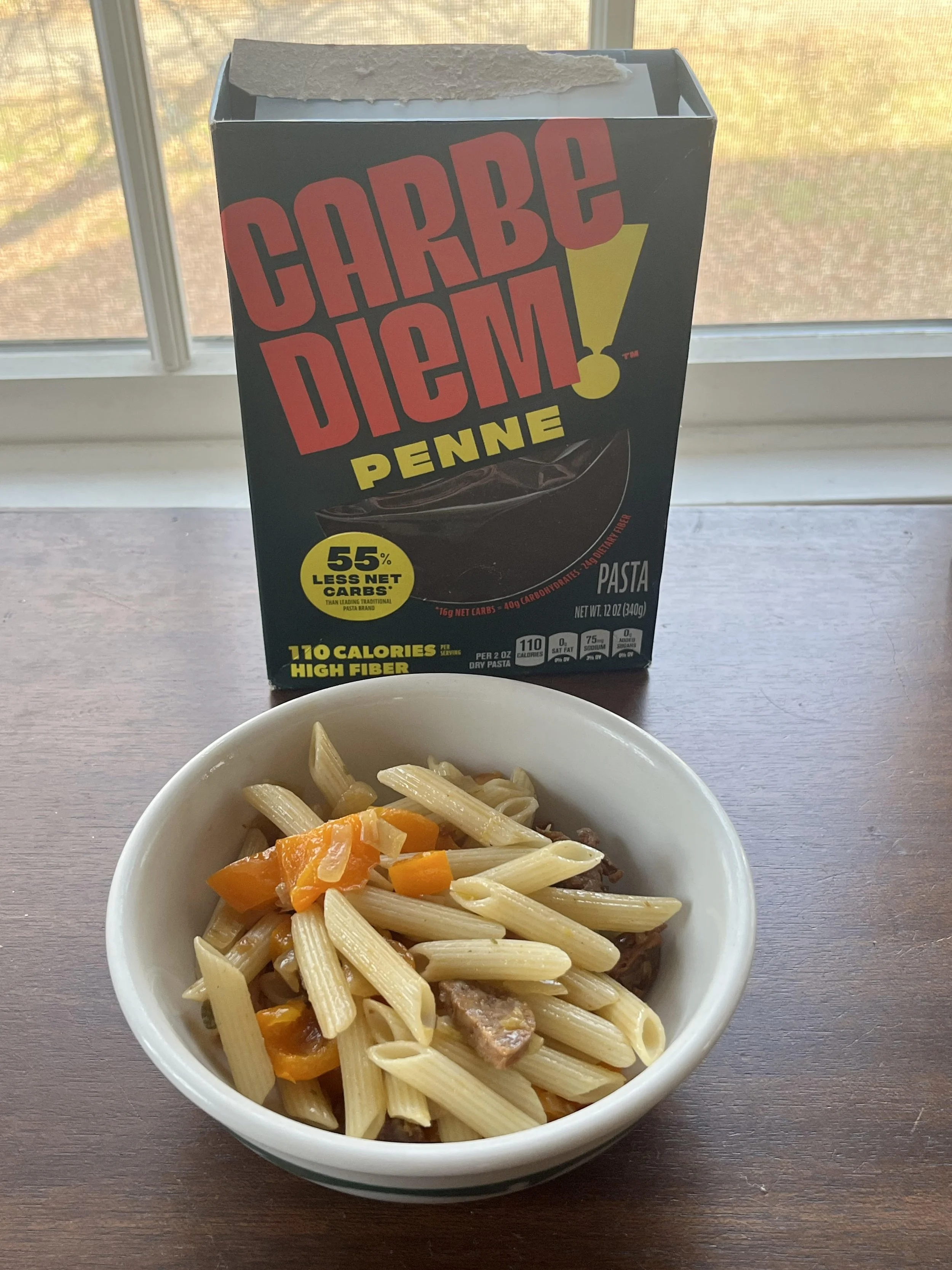 15-Minute Penne Pasta and Peppers with Chicken-Chorizo Sausage