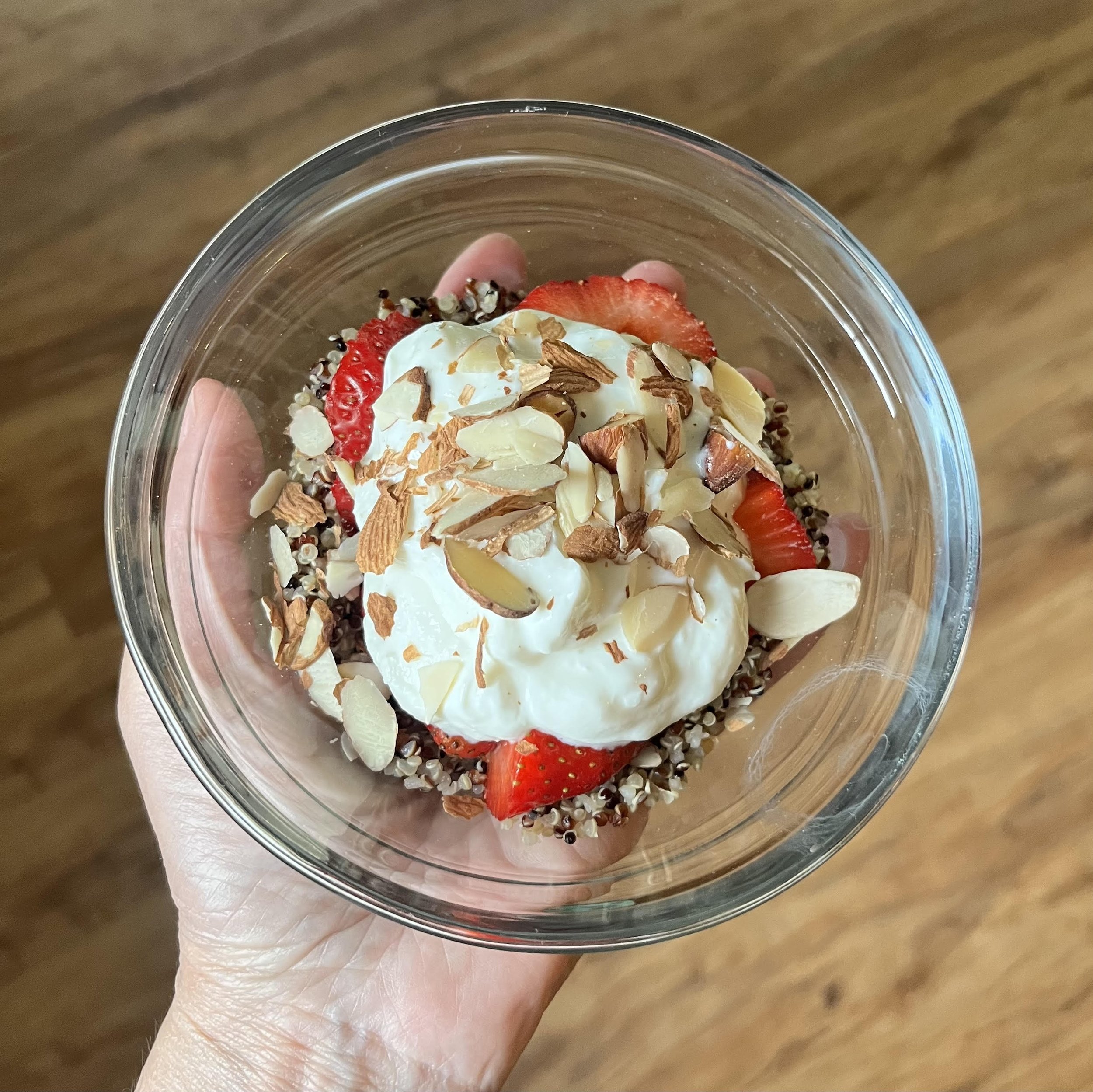 Breakfast quinoa with Greek yogurt and berries