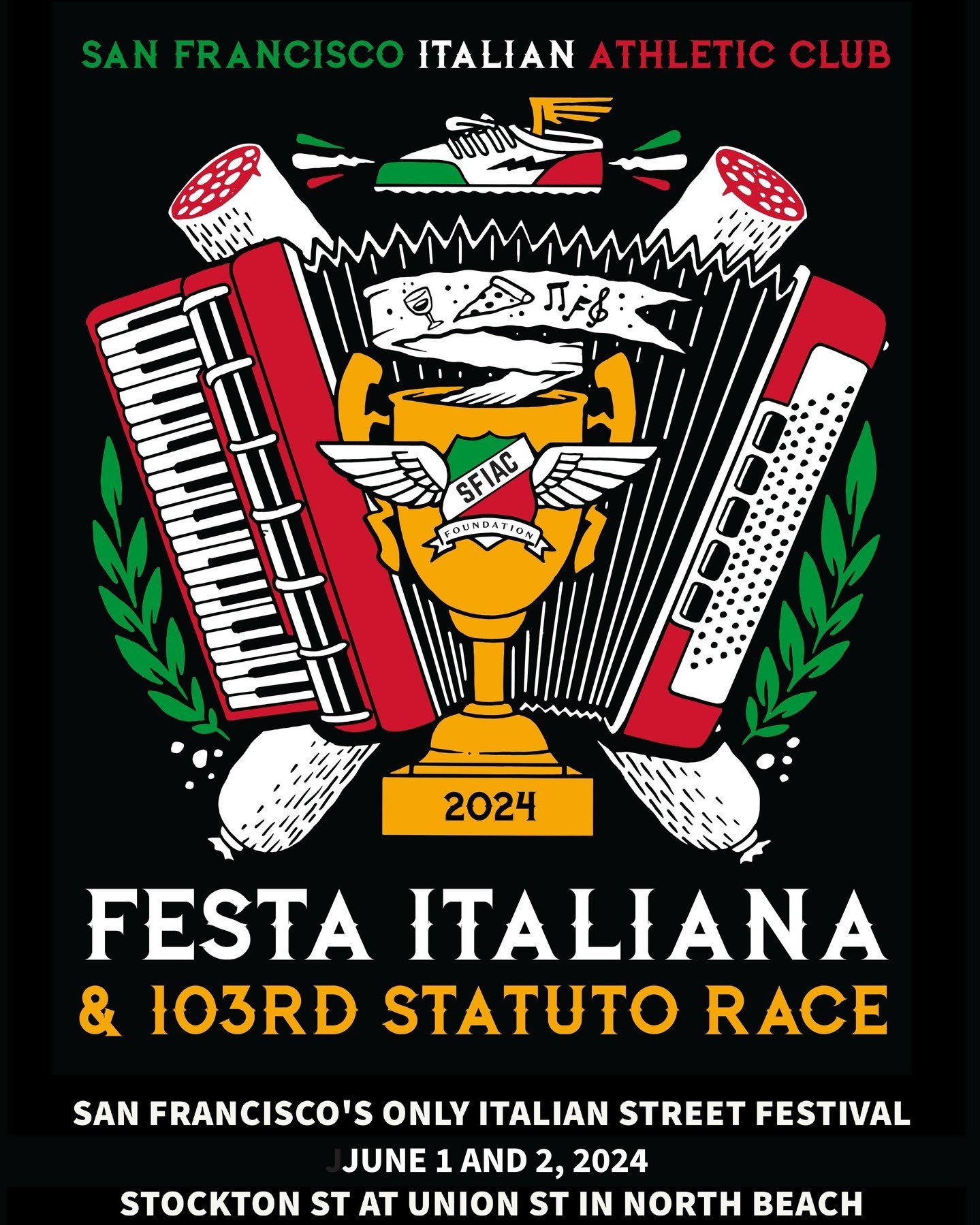 🎉 Save the date for Festa Italiana in San Francisco on Saturday, June 1, and Sunday, June 2, 2024! 🇮🇹✨ 
Get ready for another unforgettable celebration as our vibrant Italian community comes together once again for Festa Italiana! Hosted by the Sa