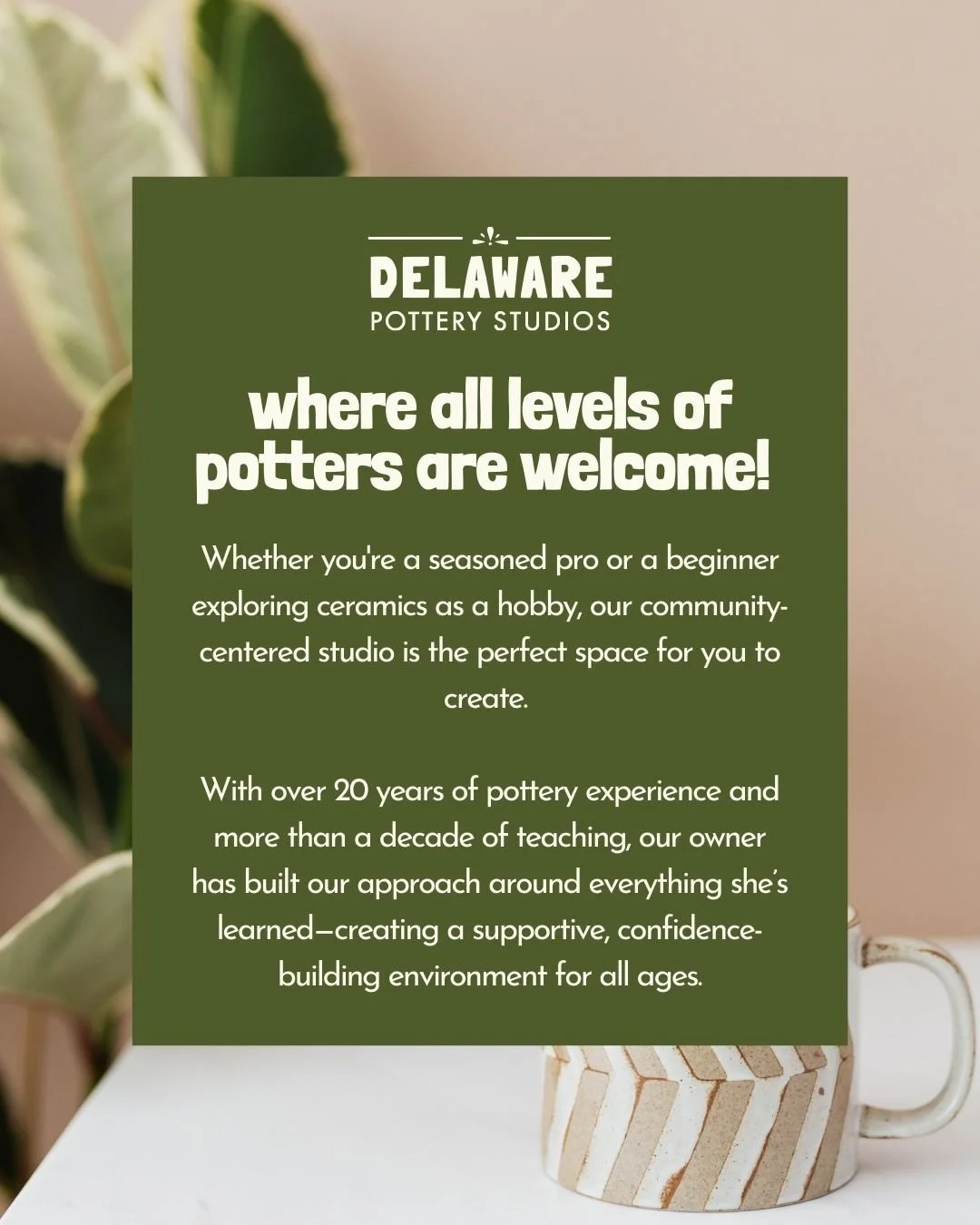 Our space is for everyone, no matter where you are in your creative journey! Never hesitate to ask a question, because our priority is to ensure you're comfortable and supported. We hope you feel this energy when you walk in! 🫶 🏺 

 #potterystudio 