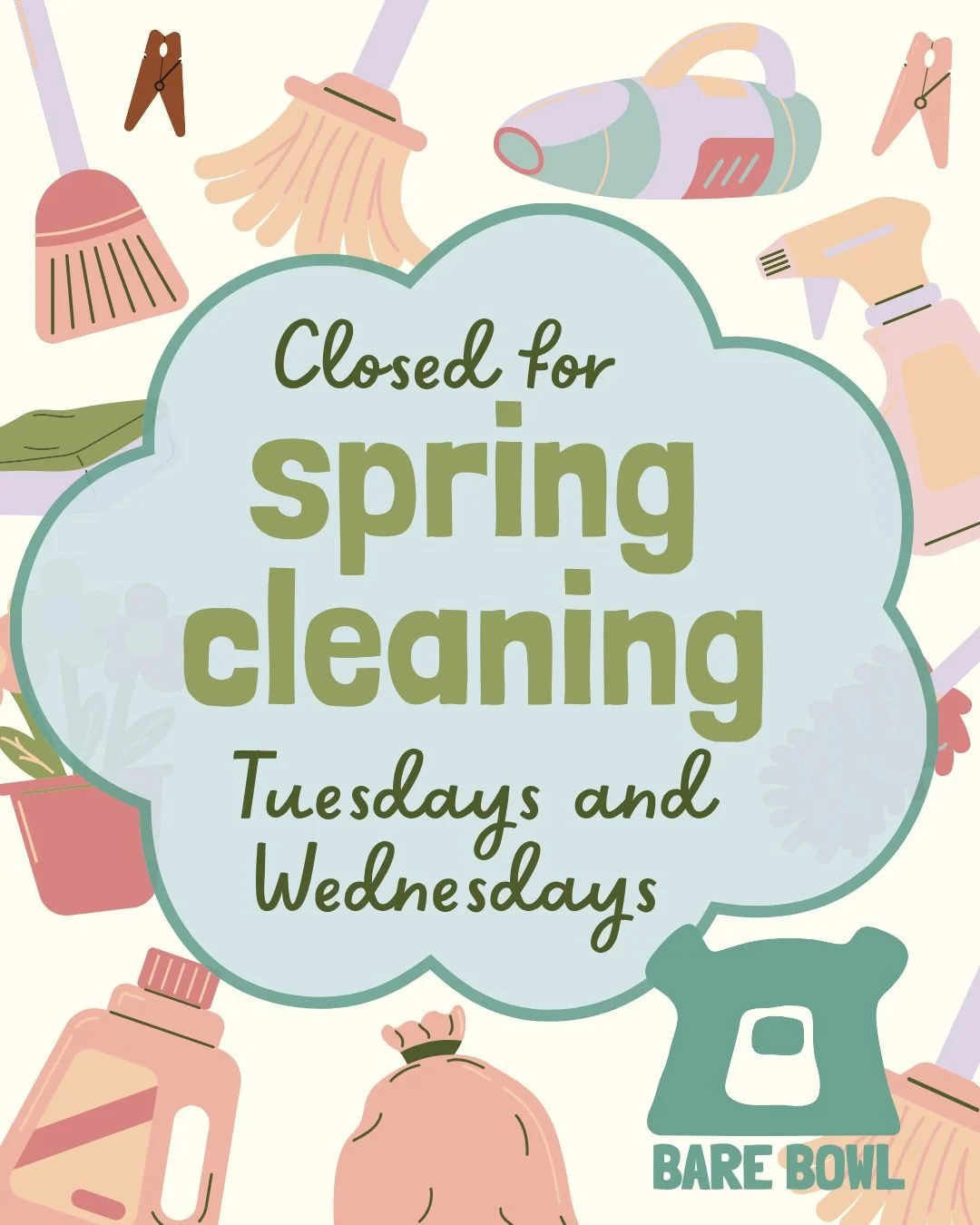 As we finish up Delaware Pottery Studios' new location, Bare Bowl needs a little TLC. So, for the rest of April, Bare Bowl will be CLOSED on Tuesdays and Wednesdays! 
#potterystudio #paintyourownpotterystudio #springcleaning