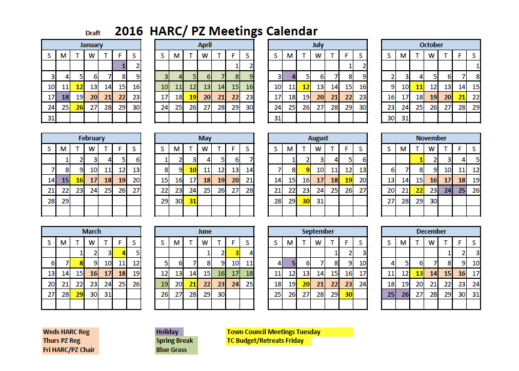 HARC/P&Z Schedule