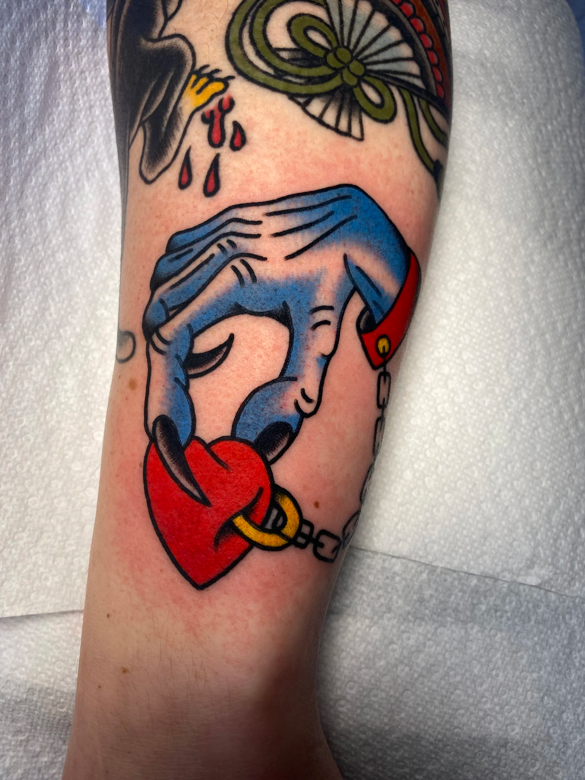 American Traditional Prisoner of Love Ed Hardy Tattoo by Jordan Brill in Nashville, TN