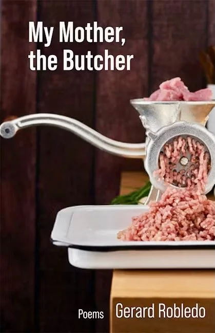 Book Cover showing a metal meat grinder processing fresh ground beef on the edge of a wooden cutting board.