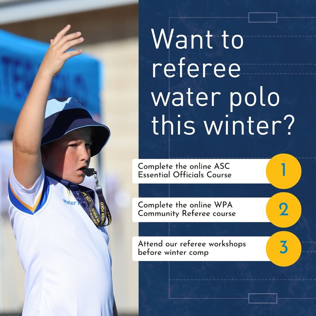 Become a referee this winter! 

Referees are essential to our game, without them we don&rsquo;t get to play our favourite sport 🤽&zwj;♀️

Refereeing is also a great way to learn the rules, give back to the community and develop some lifelong skills 