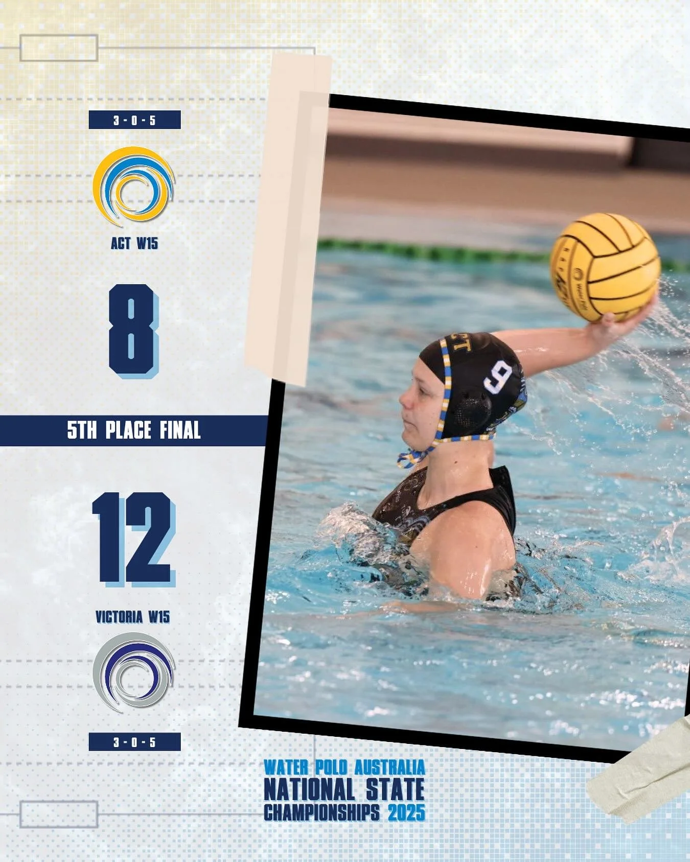 NSC 2025 - Final Game Result 🤽&zwj;♀️

Our ACT W15 girls wrapped up their NSC campaign with a tough 8 - 12 loss to @waterpolovic finishing in 6️⃣th place overall.

A great week of effort and growth from the team 💪💙💛

#WPACT #NSC2025 #actwaterpolo
