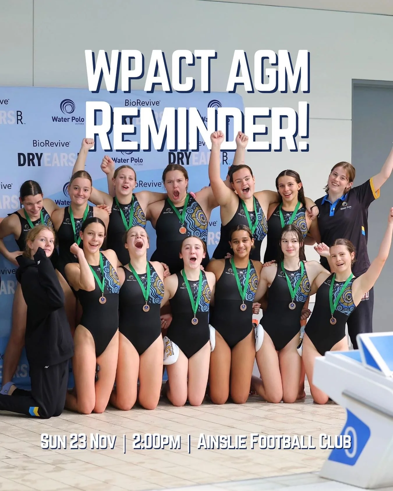 📣 Reminder: WPACT Annual General Meeting This Sunday

A reminder to all current Water Polo ACT members that our 2025 AGM is taking place this Sunday.

🗓️ Date: Sunday 23 November 2025
🕑 Time: 2:00pm
📍 Location: Ainslie Football Club, Antill Room
