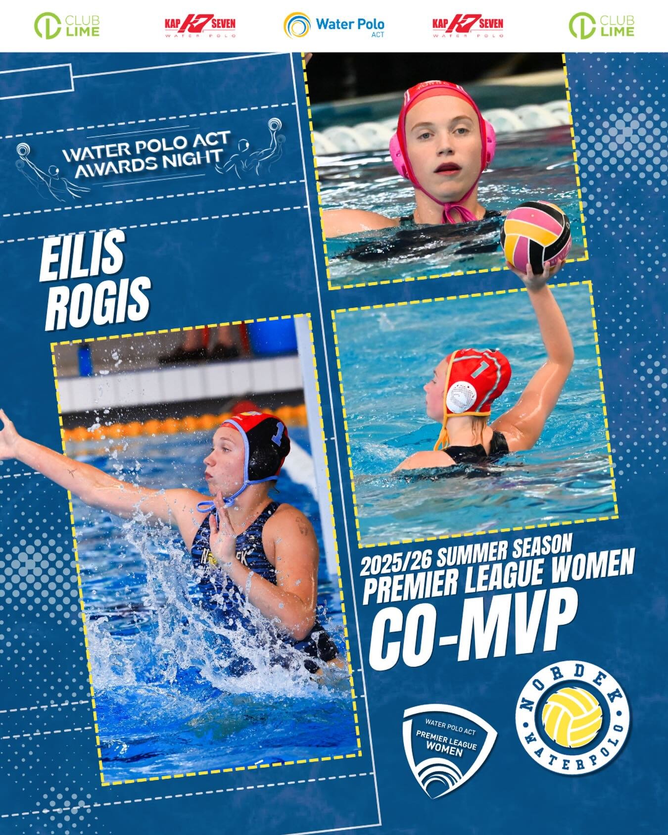 Congratulations to our Premier League Women&rsquo;s Comp Co-MVP for the 2025/26 summer season, Eilis Rogis! 🤽&zwj;♀️🏆

#WPACT #waterpolo #awardsnight #canberra #summercomp 
📸 @prosport.photos