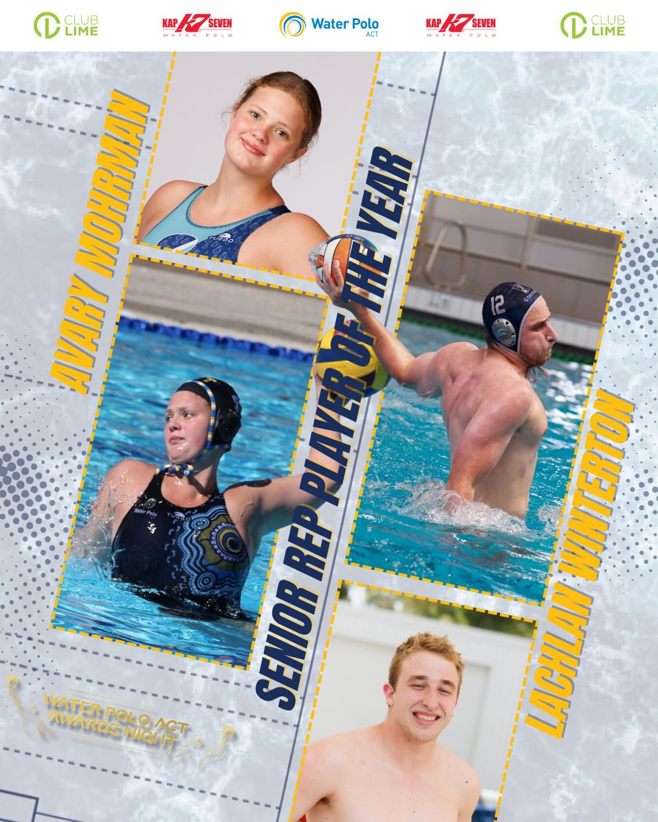 Introducing our @waterpolo.act Senior Representative Players of the Year for the 2025/26 summer season, Avary Mohrman &amp; Lachlan Winterton! 🤽🏼&zwj;♂️🏆🤽🏼&zwj;♀️

#WPACT #waterpolo #awardsnight #canberra #summercomp 
📸 @prosport.photos