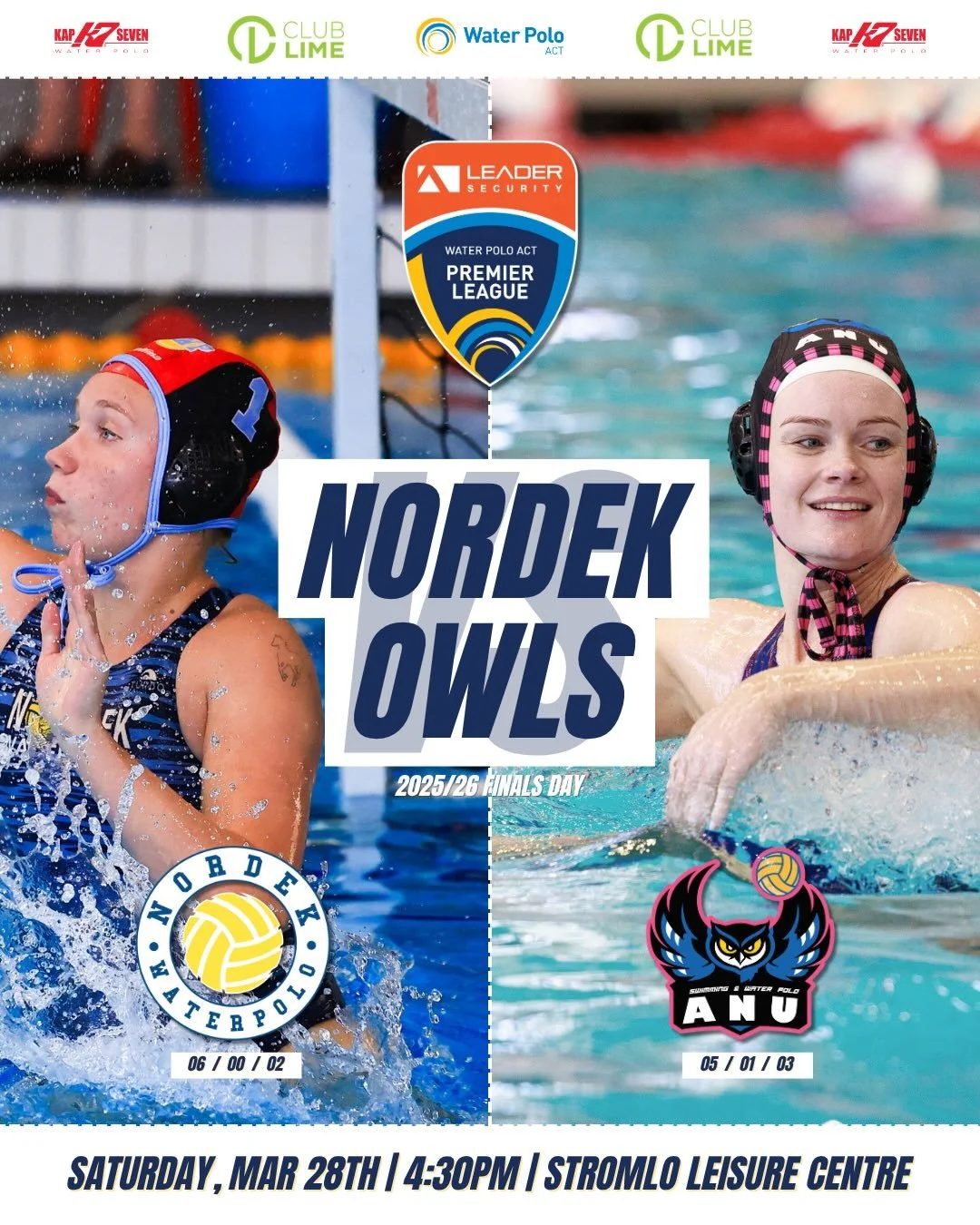 @leadersecurity Premier League Women&rsquo;s Grand Final 🔥 🤽&zwj;♀️🏆

It all comes down to this&hellip; a Grand Final rematch between Nordek and ANU Owls on WPACT Finals Day, sponsored by @clublimegyms 👀

After last year&rsquo;s showdown, these t