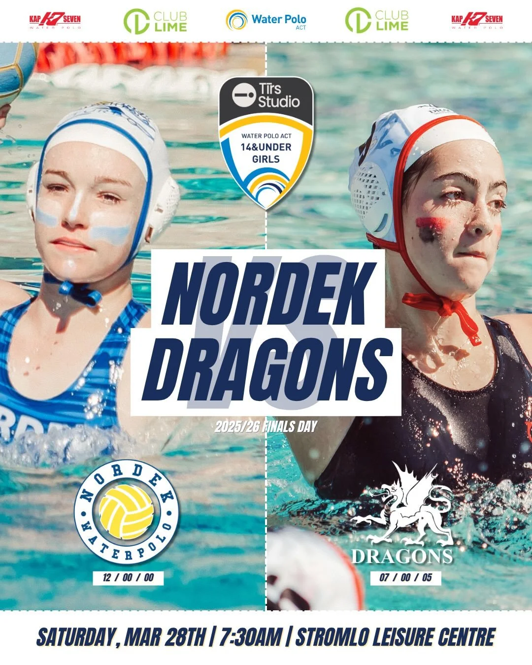 @tirsstudio 14&amp;U Girls Grand Final 🏆 🤽&zwj;♀️

It&rsquo;s all set for the big one!

Undefeated 1️⃣ Nordek (12-0-0) take on a strong 2️⃣ Dragons (7-0-5) in this Saturday&rsquo;s Grand Final 👀🔥

Nordek have been dominant all season, but Dragons