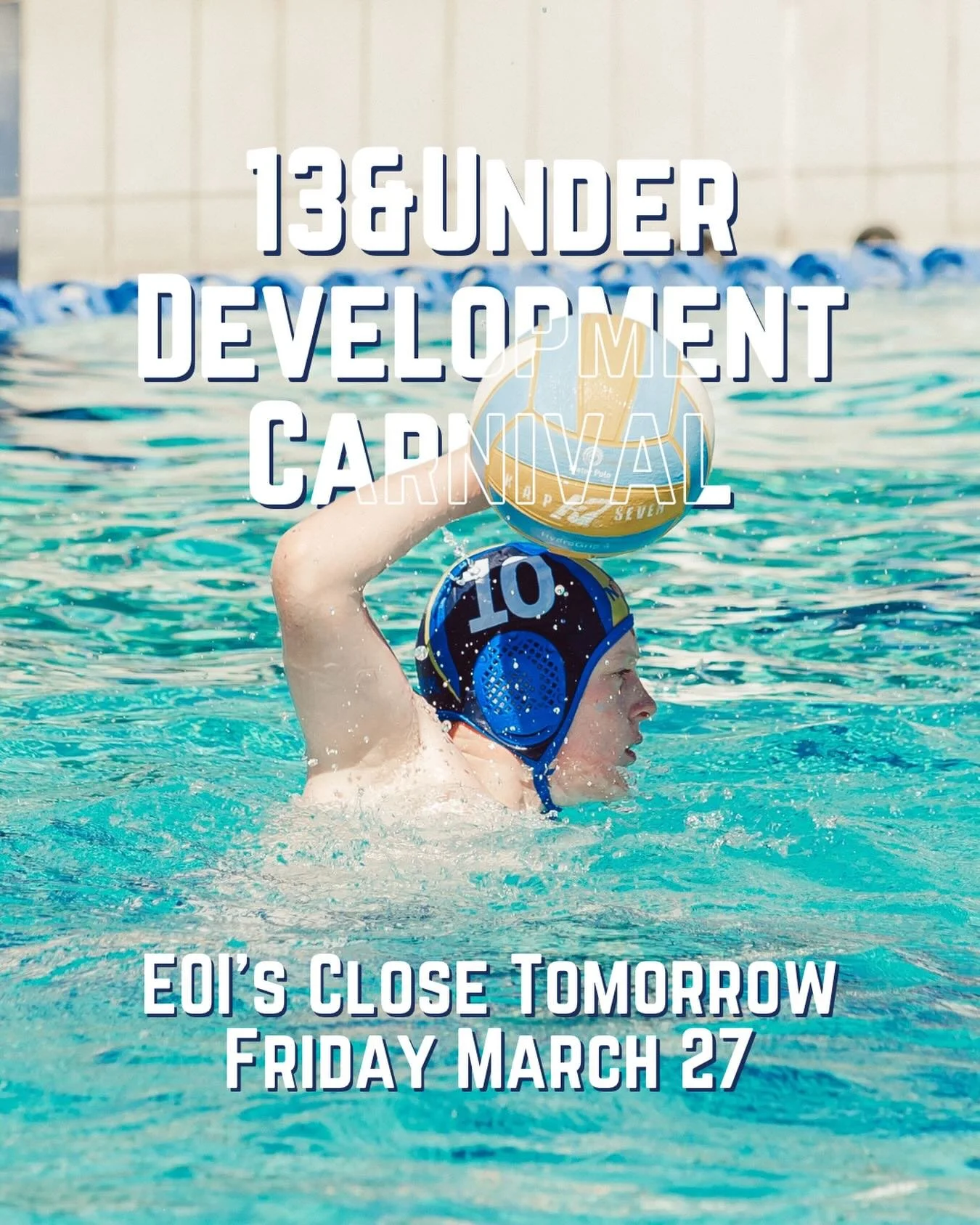 EOIs Closing Tomorrow! ⏰ 🤽&zwj;♂️🤽&zwj;♀️

Expressions of Interest for the 13&amp;U National Development Carnival close tomorrow &ndash; Friday March 27!

📍 Hobart
🗓️ 9&ndash;12 July 2026

Last year we sent 2 boys teams and 1 girls team, and rece