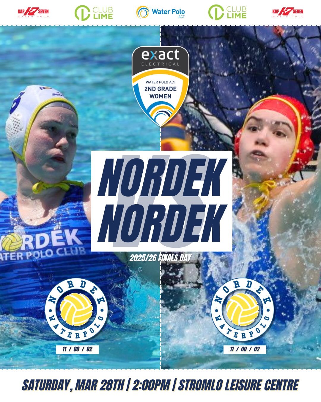 @exactelectrical Second Grade Women&rsquo;s Grand Final 🏆 🤽&zwj;♀️

It&rsquo;s an all-Nordek showdown! 👀🔥

Nordek Blue and Nordek White have led the way all season &mdash; finishing with identical records and now both pushing through to the Grand