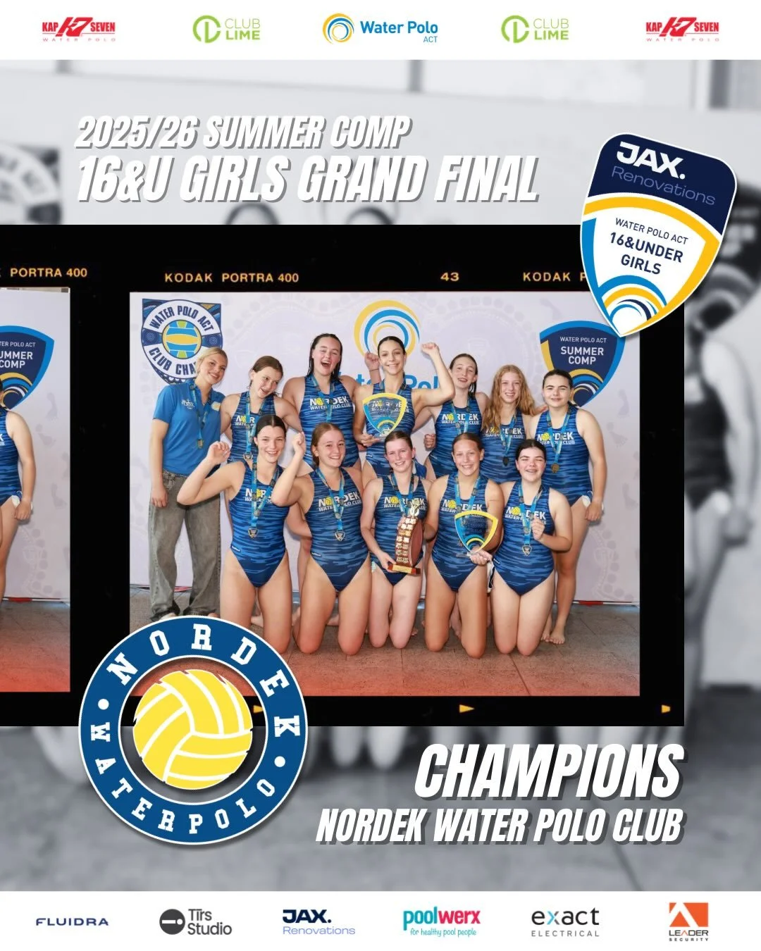 2025/26 @clublimegyms Finals Day 🏆
@jax.renovations 16&amp;U Girl Comp 🤽&zwj;♀️

🥇 Nordek Blue
🥈 Dragons Black
🏆 Finals MVP - Skyla Wells 

#WPACT #summercomp #waterpolo #finalsday #playwaterpolo 
📸 @prosport.photos