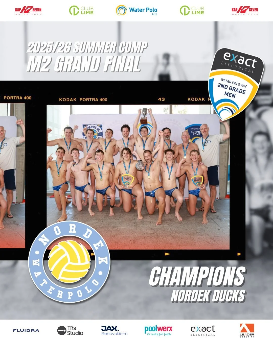 2025/26 @clublimegyms Finals Day 🏆
@exactelectrical 2nd Grade Men 🤽&zwj;♂️

🥇 Nordek Ducks
🥈 Dragons Red
🏆 Finals MVP - Maxim Kachalkov 

#WPACT #summercomp #waterpolo #finalsday #playwaterpolo 
📸 @prosport.photos