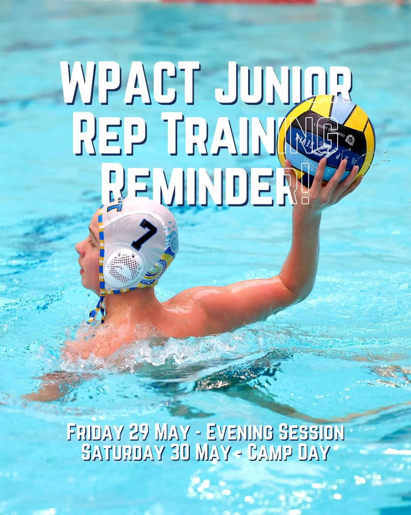 📣 WPACT Junior Rep Training Reminder 🤽&zwj;♂️🤽&zwj;♀️

A reminder to all WPACT Junior Representative athletes about this weekend&rsquo;s training schedule 📝

This Saturday is a Camp Day, with double sessions scheduled for both age groups 💪

🗓️ 