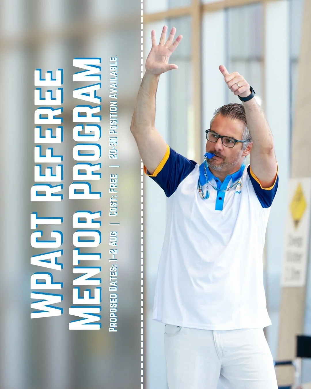 📣 WPACT Referee Mentor Program 🤽&zwj;♂️💦

Water Polo ACT is excited to launch a free Referee Mentor Program, led by Dragan Bakic, aimed at supporting the development of referees across our community.

The program will include:
✅ 2-day referee work