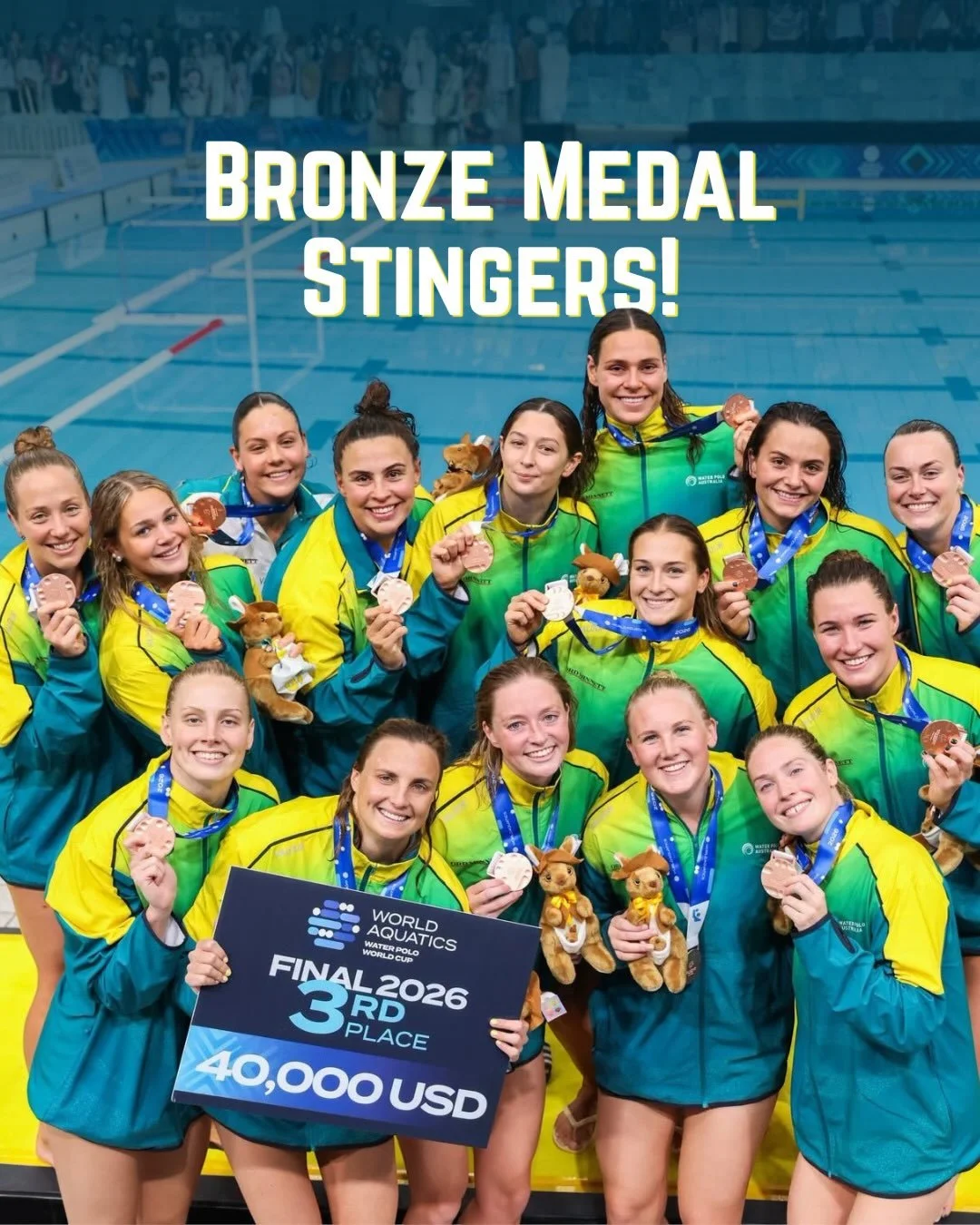 🇦🇺 Proud of our Aussie Stingers &amp; Sharks! 🤽&zwj;♀️🤽&zwj;♂️

A huge congratulations to the @waterpoloaus Aussie Stingers and Aussie Sharks on their performances at the @world_aquatics Water Polo World Cup Finals! 👏💚💛

Both Australian teams 